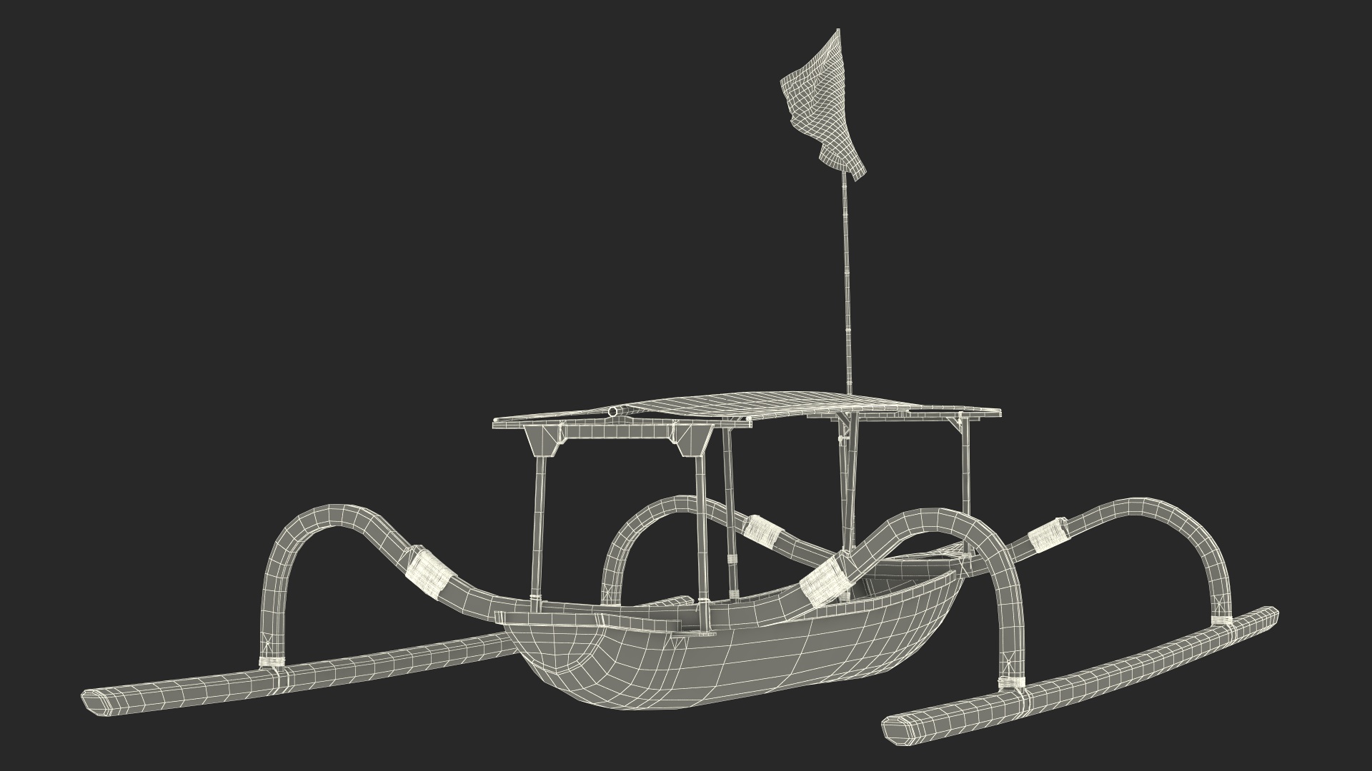 3D Traditional Jukung Boat Blue model