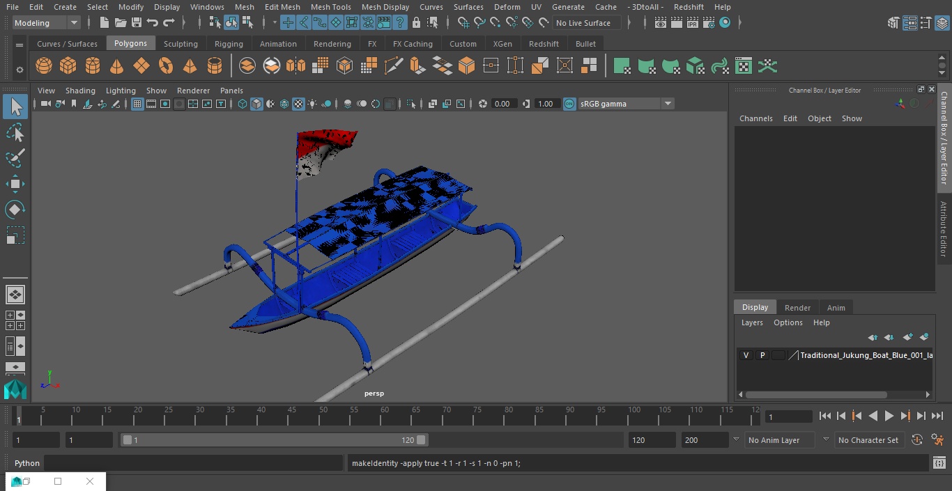 3D Traditional Jukung Boat Blue model