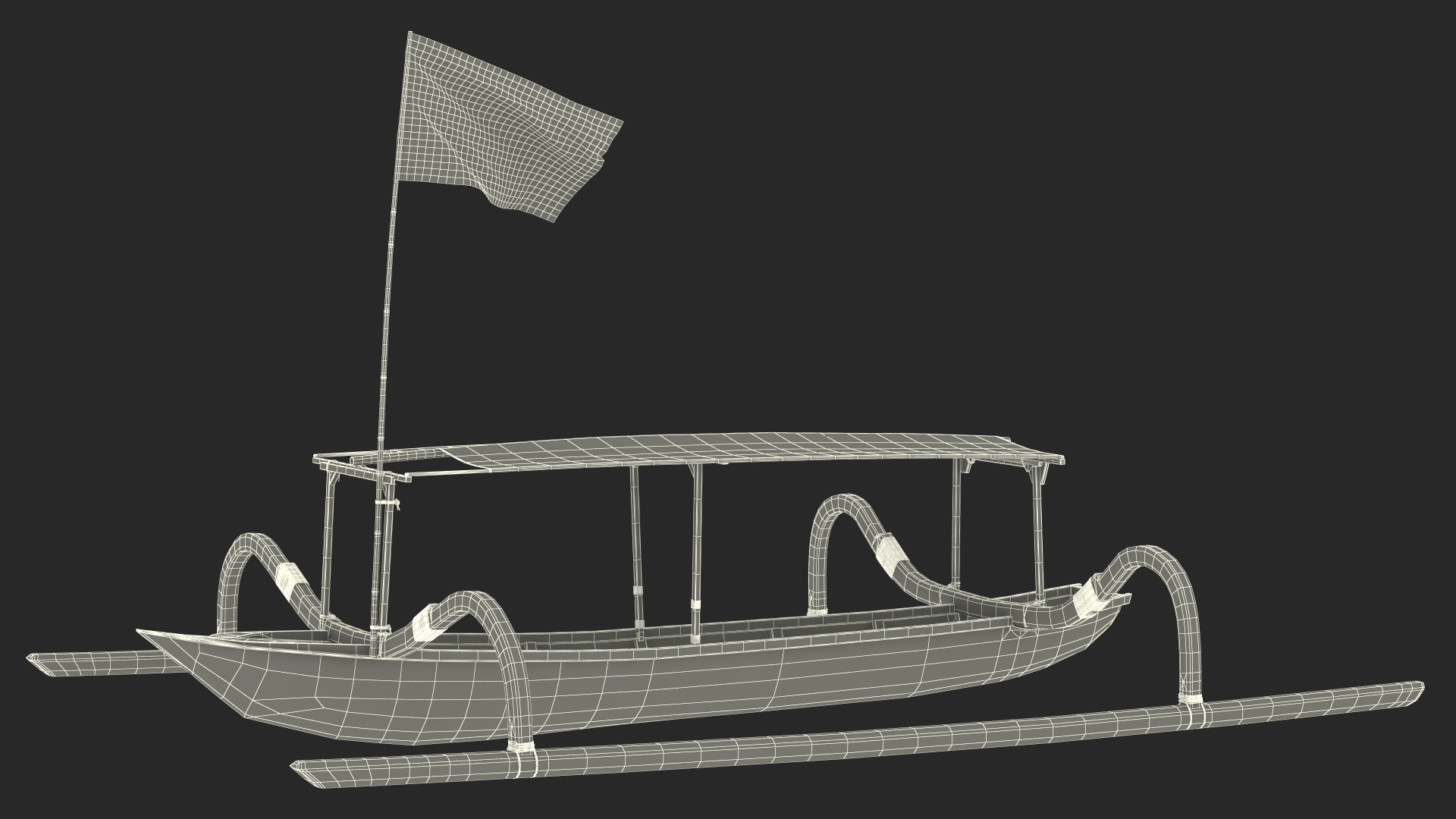 3D Traditional Jukung Boat Blue model