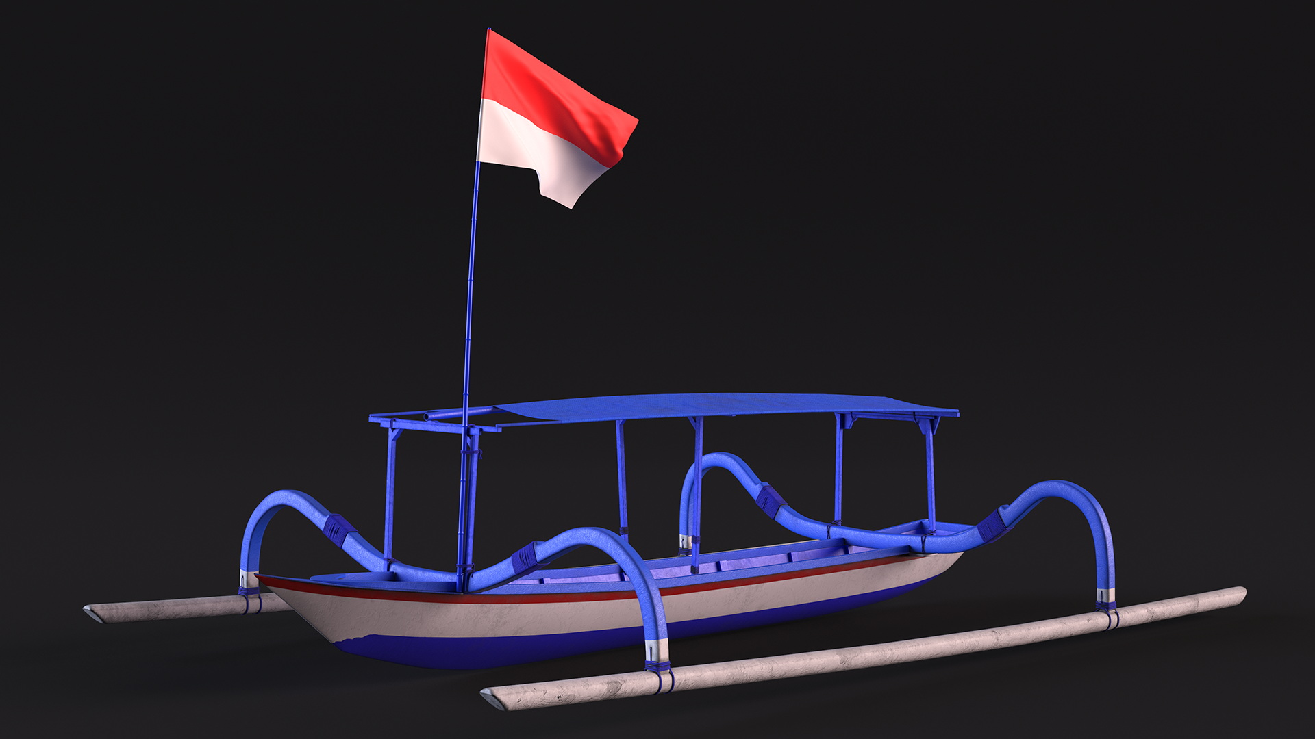 3D Traditional Jukung Boat Blue model