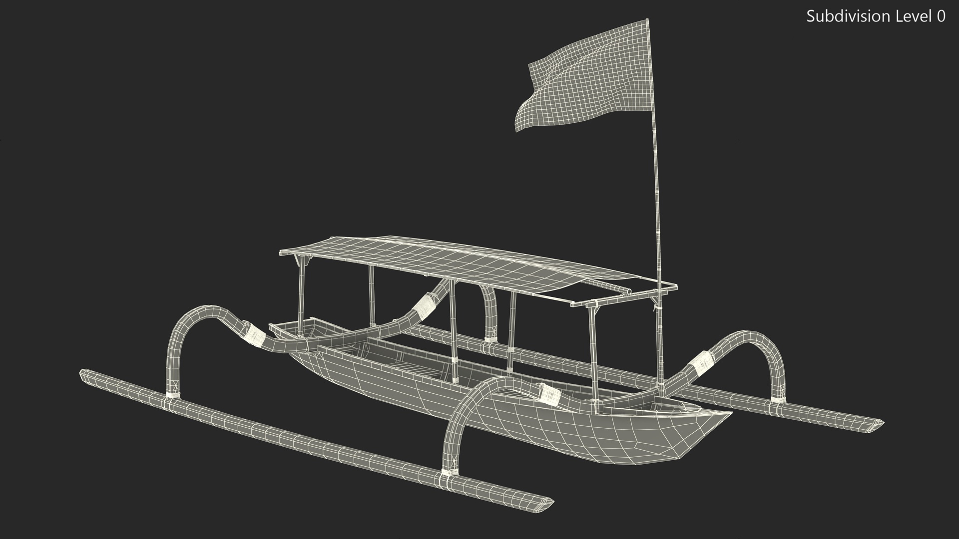 3D Traditional Jukung Boat Blue model