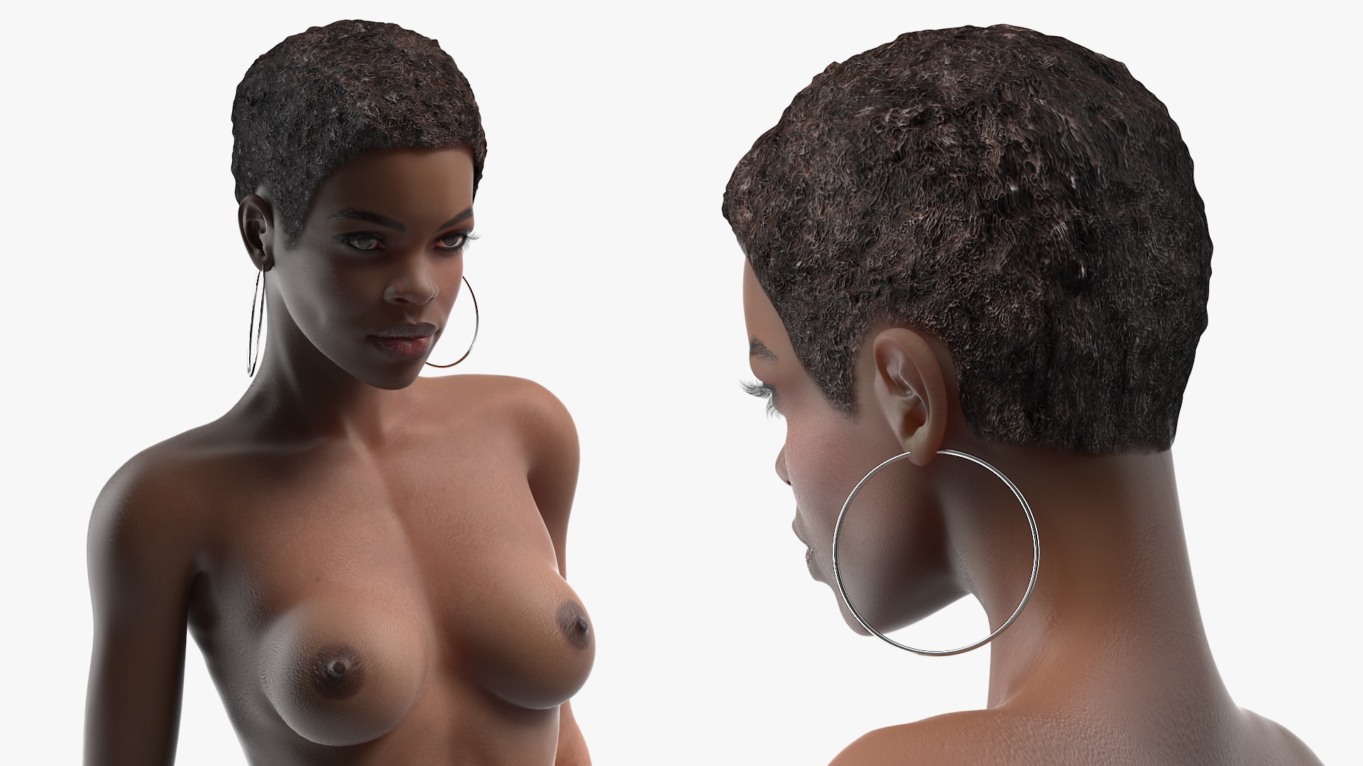 Afro American Woman Nude Dark Skin 3D model