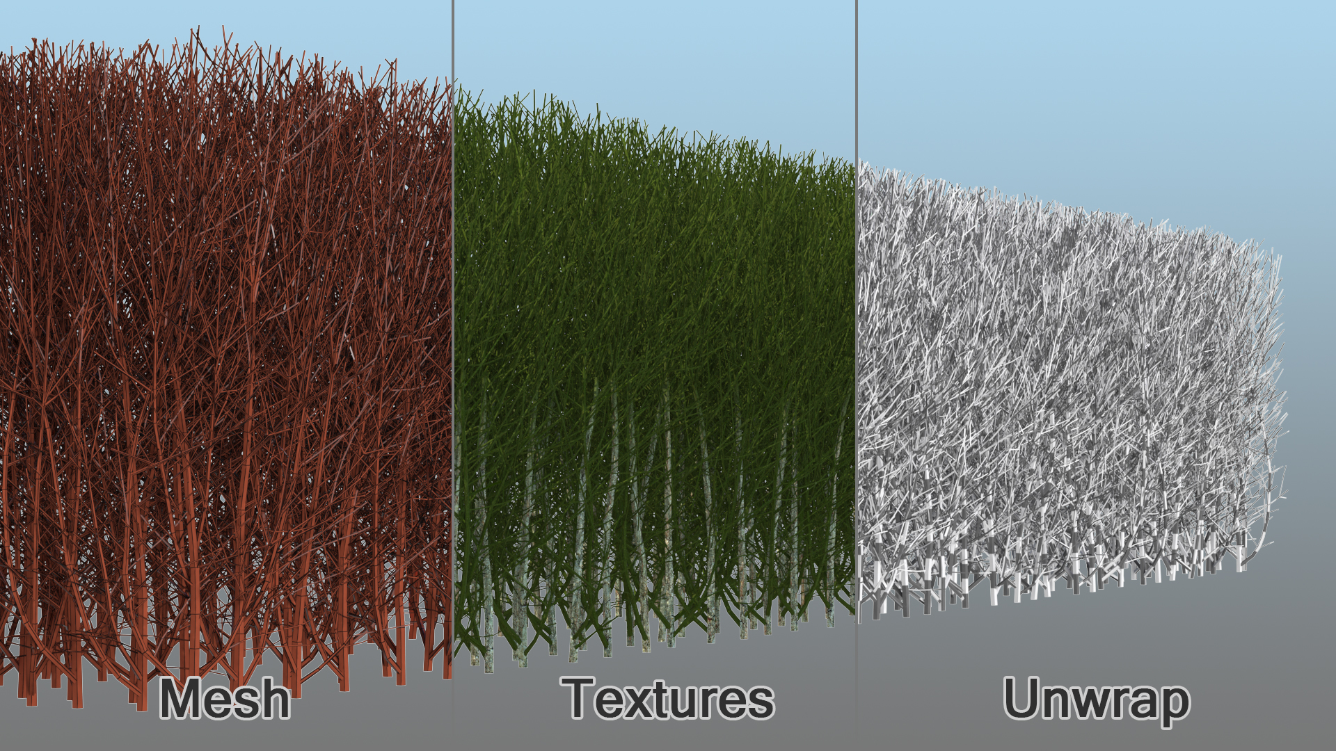 3D Shrub Branch Fence model