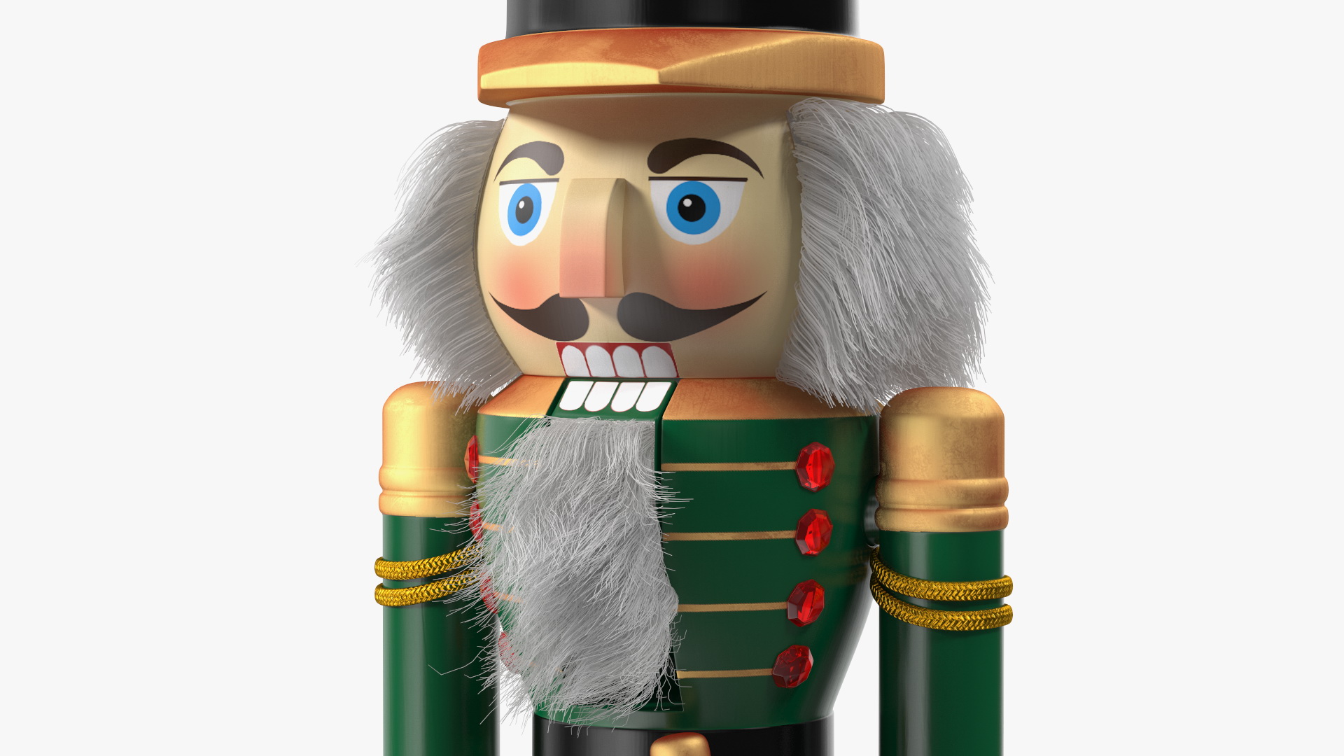 Wooden Nutcracker Green Fur 3D