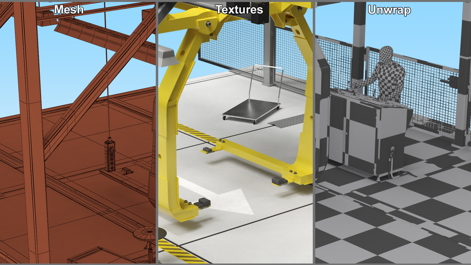 Automatic Vehicle Body Conveyor and Worker 3D