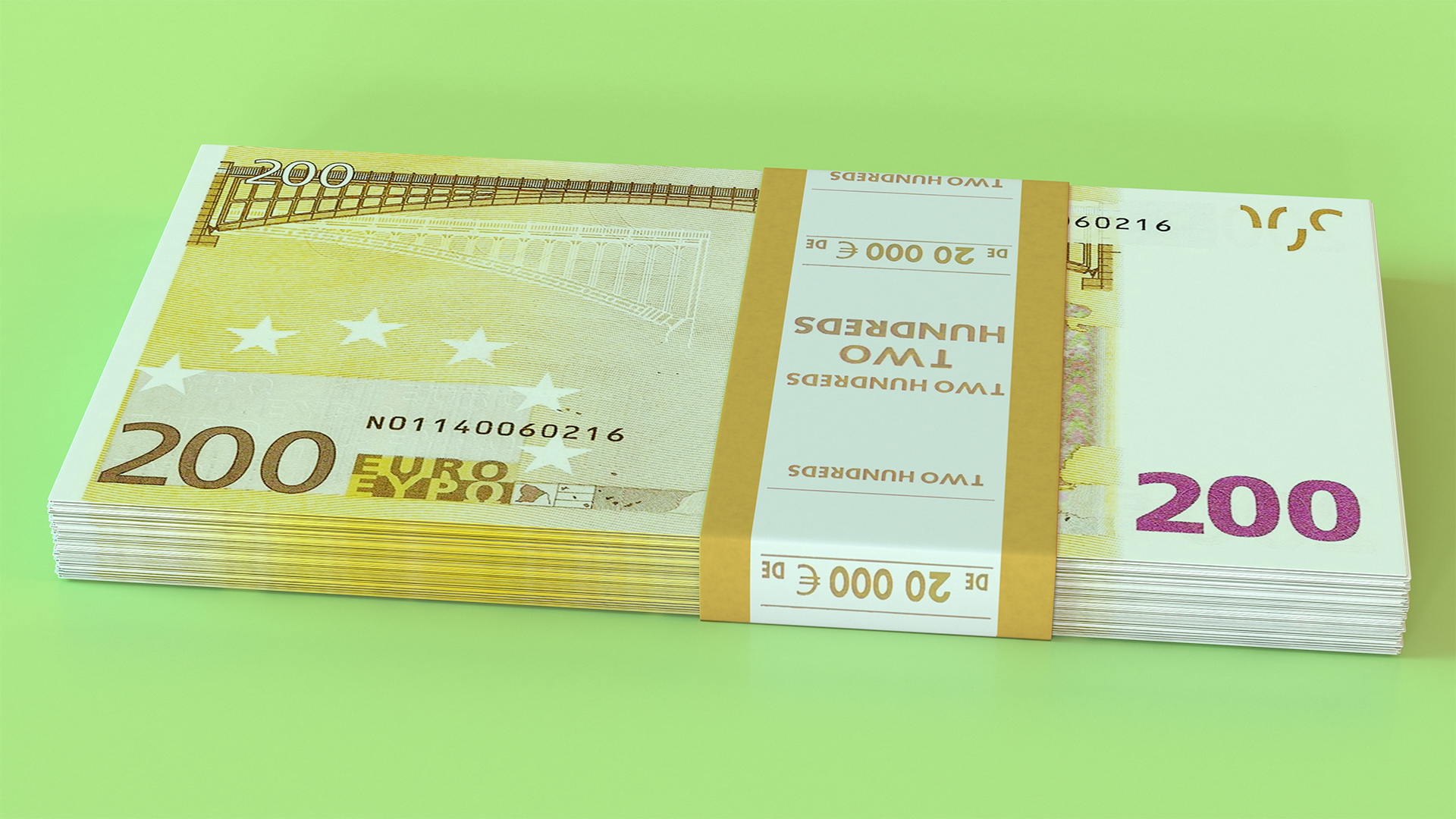 3D model 200 Euro Bundle Banknotes