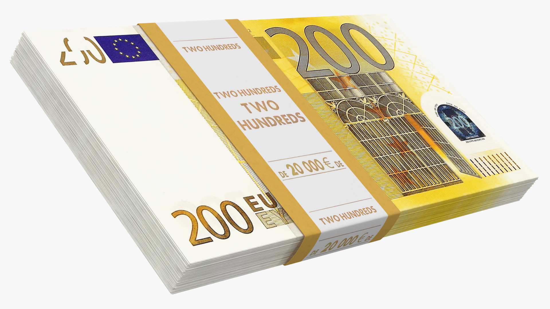 3D model 200 Euro Bundle Banknotes