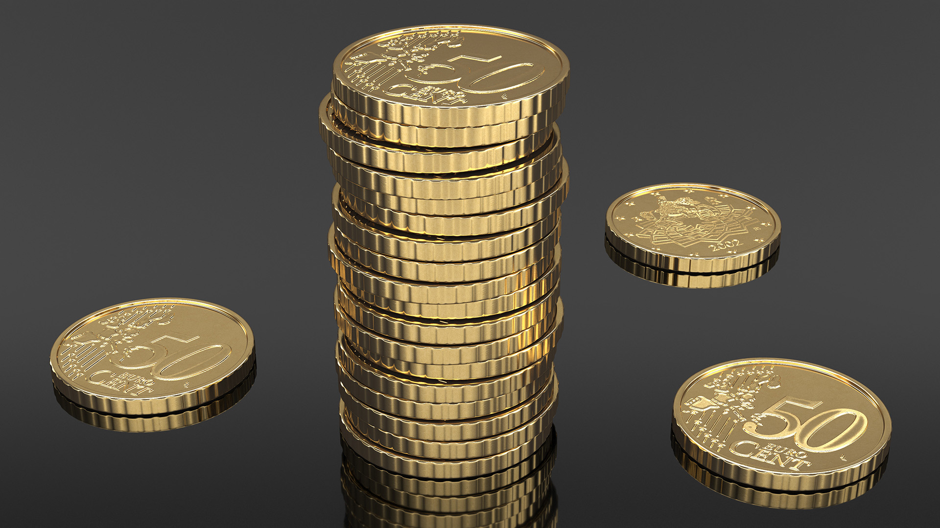 3D Golden Coins Stack model