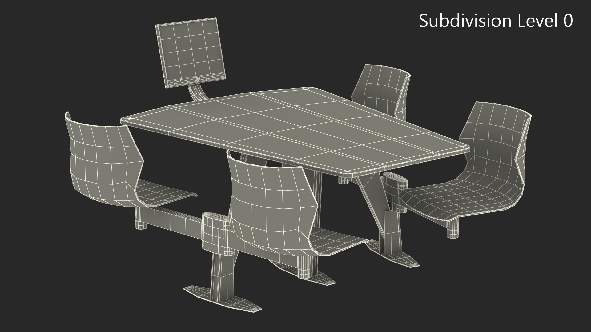 Bowling Table with Gray Chairs and Monitor 3D