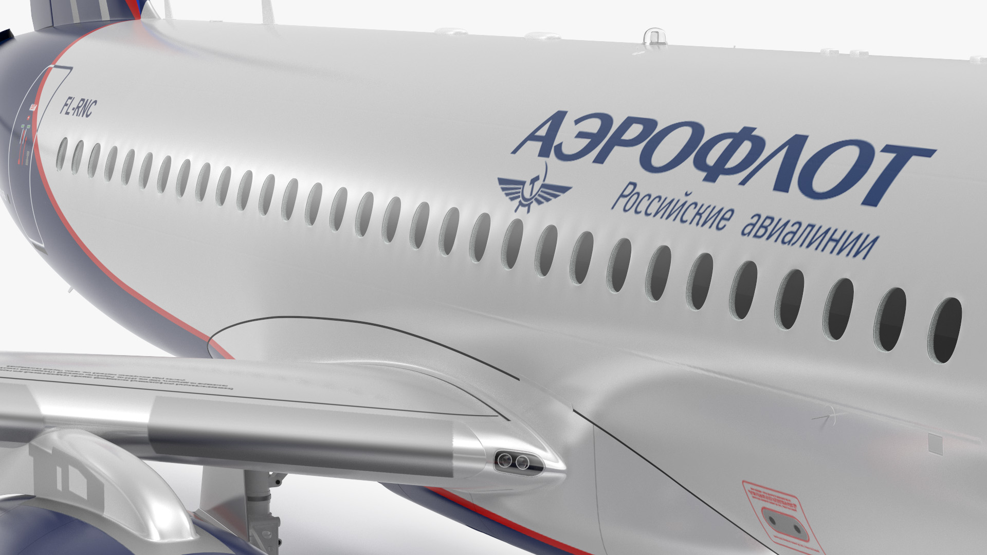 3D Sukhoi Superjet 100 with Saberlets Aeroflot model