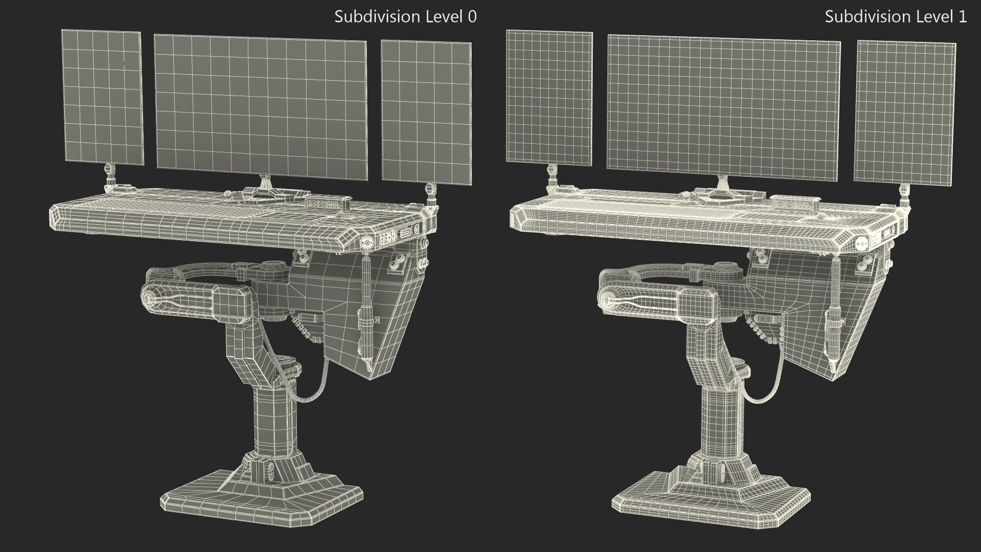 Sci-fi Three Monitor Computer 3D model