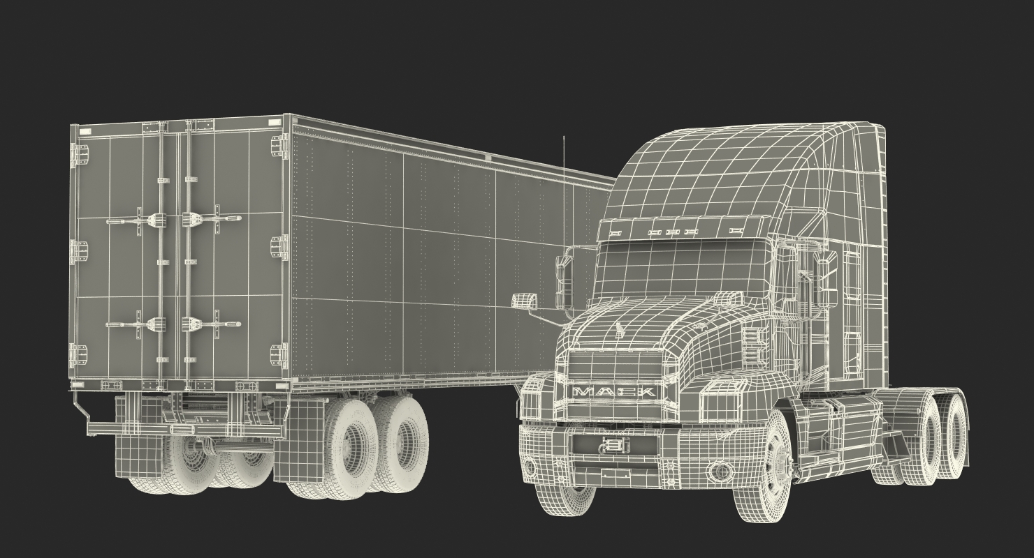 3D model Mack Anthem Truck with Trailer 2018