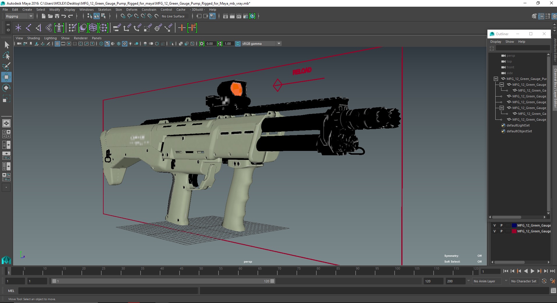 MFG 12 Green Gauge Pump Rigged for Maya 3D model