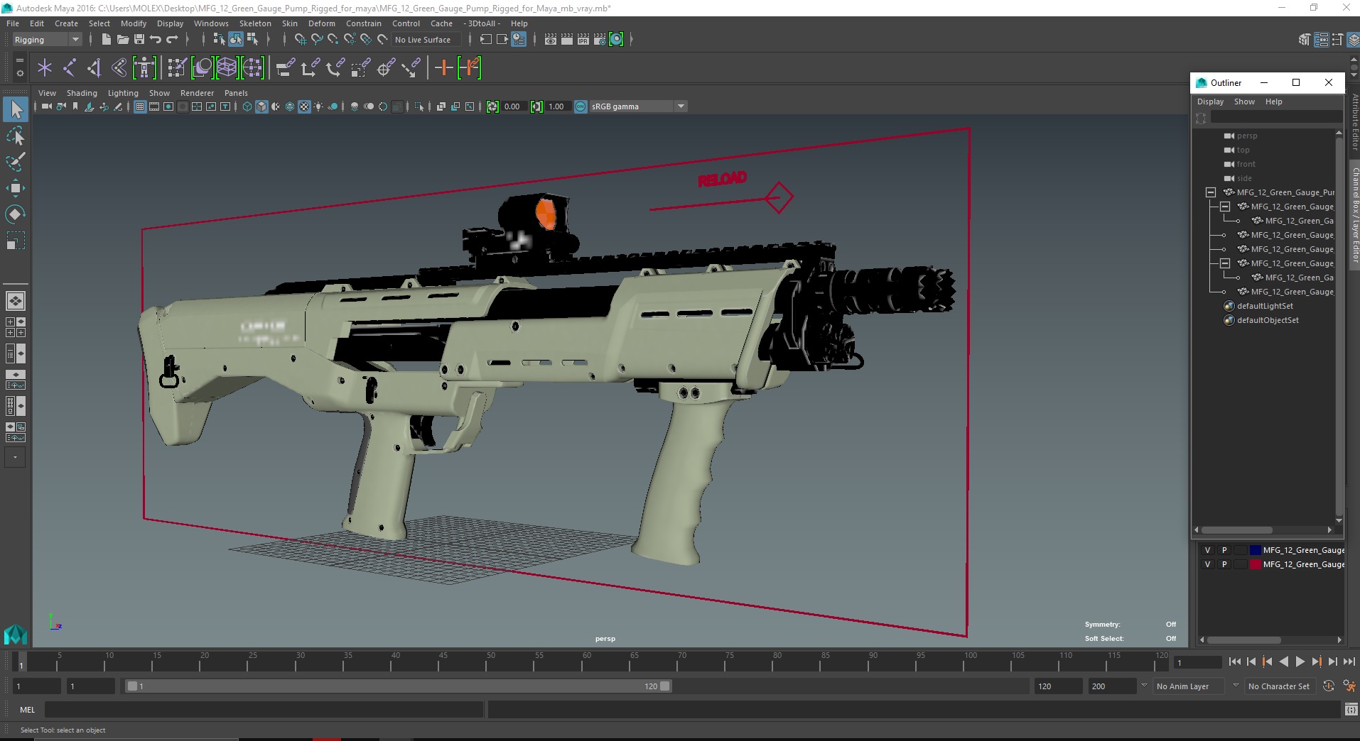 MFG 12 Green Gauge Pump Rigged for Maya 3D model