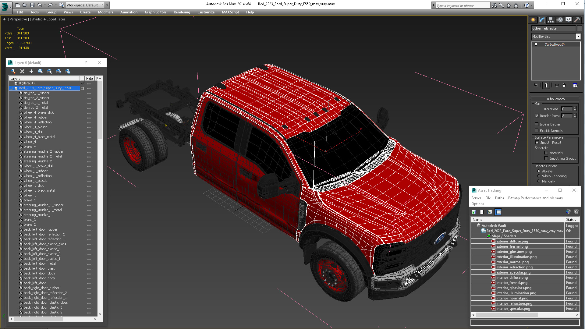 Red 2023 Ford Super Duty F550 3D model