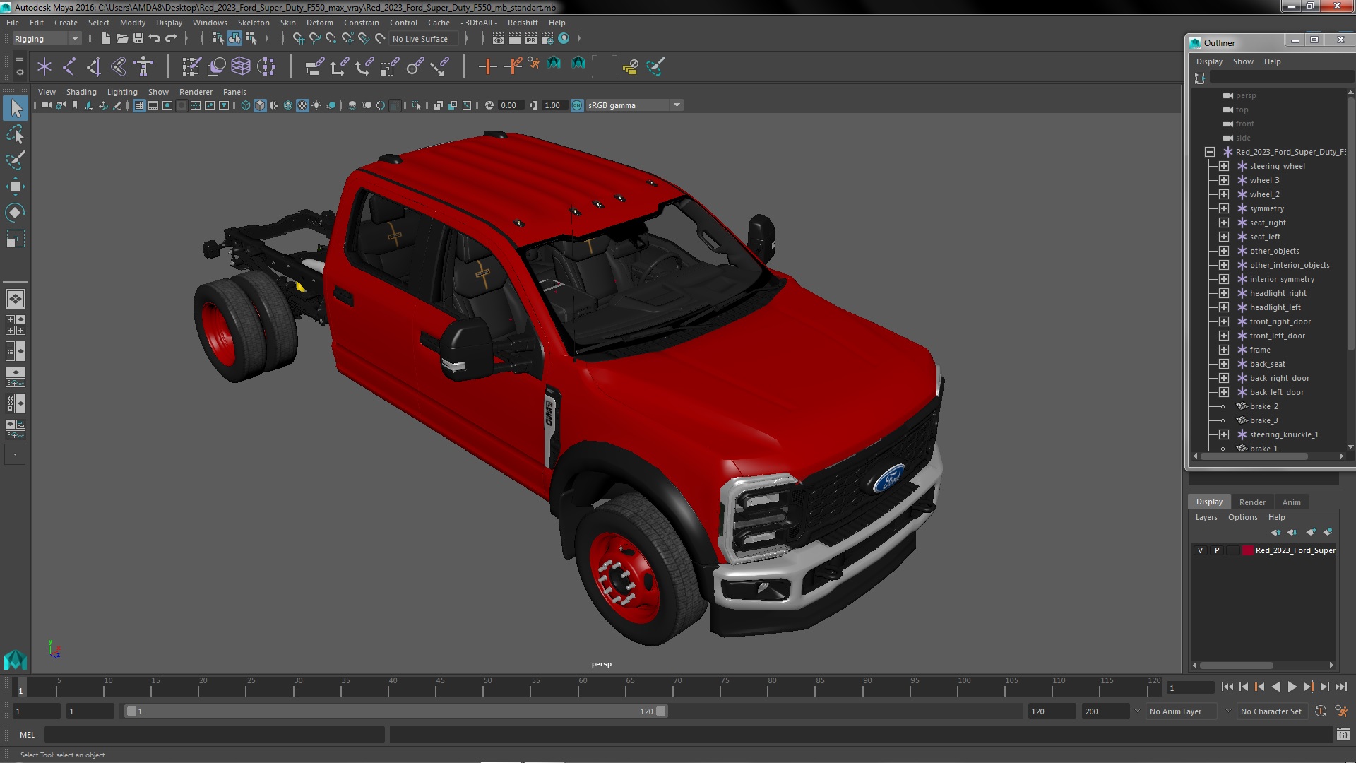 Red 2023 Ford Super Duty F550 3D model