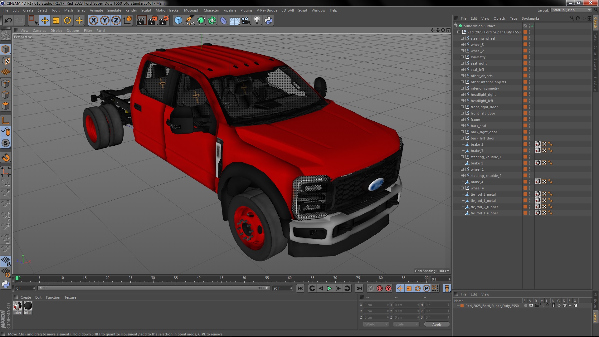 Red 2023 Ford Super Duty F550 3D model