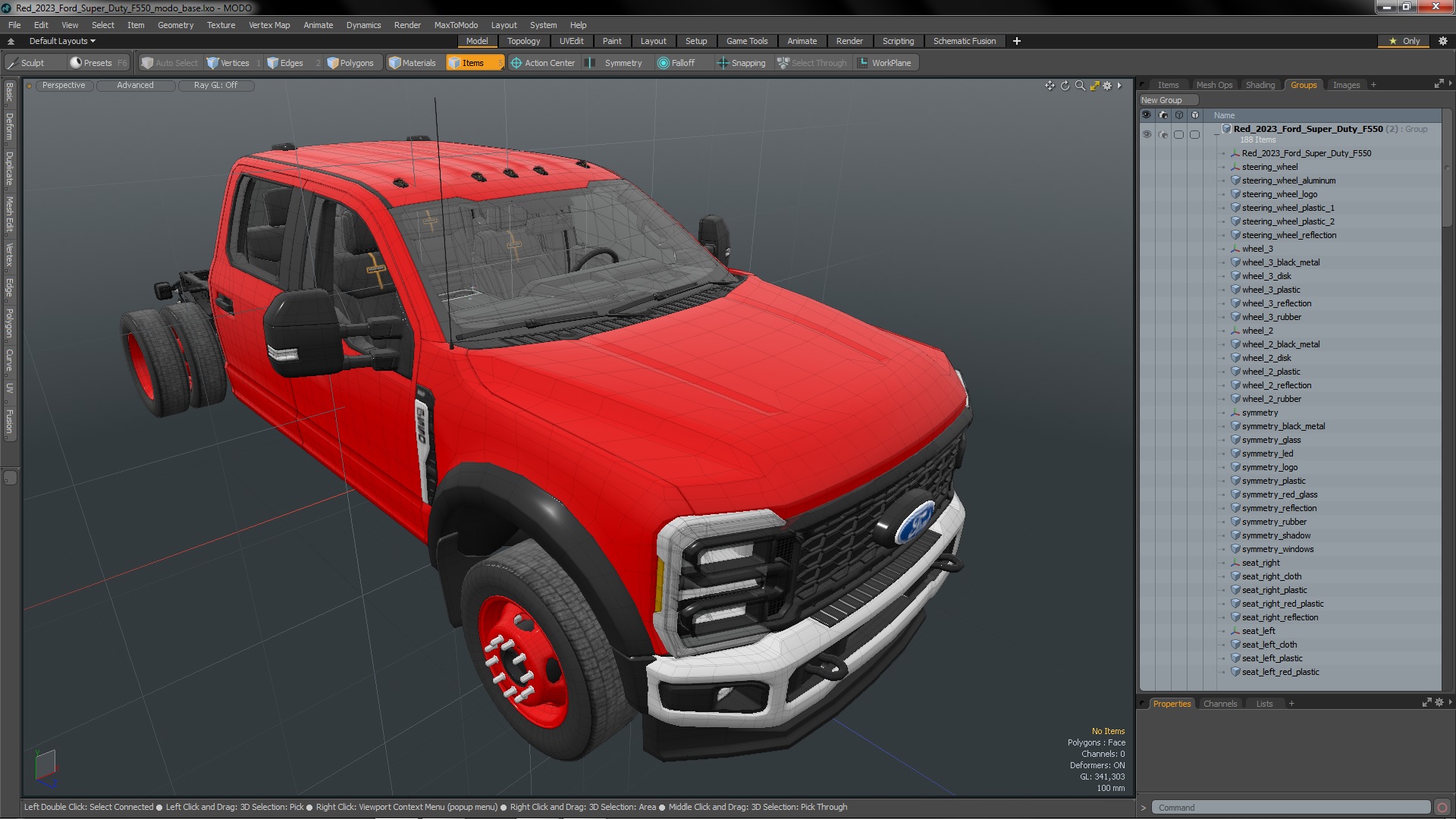 Red 2023 Ford Super Duty F550 3D model