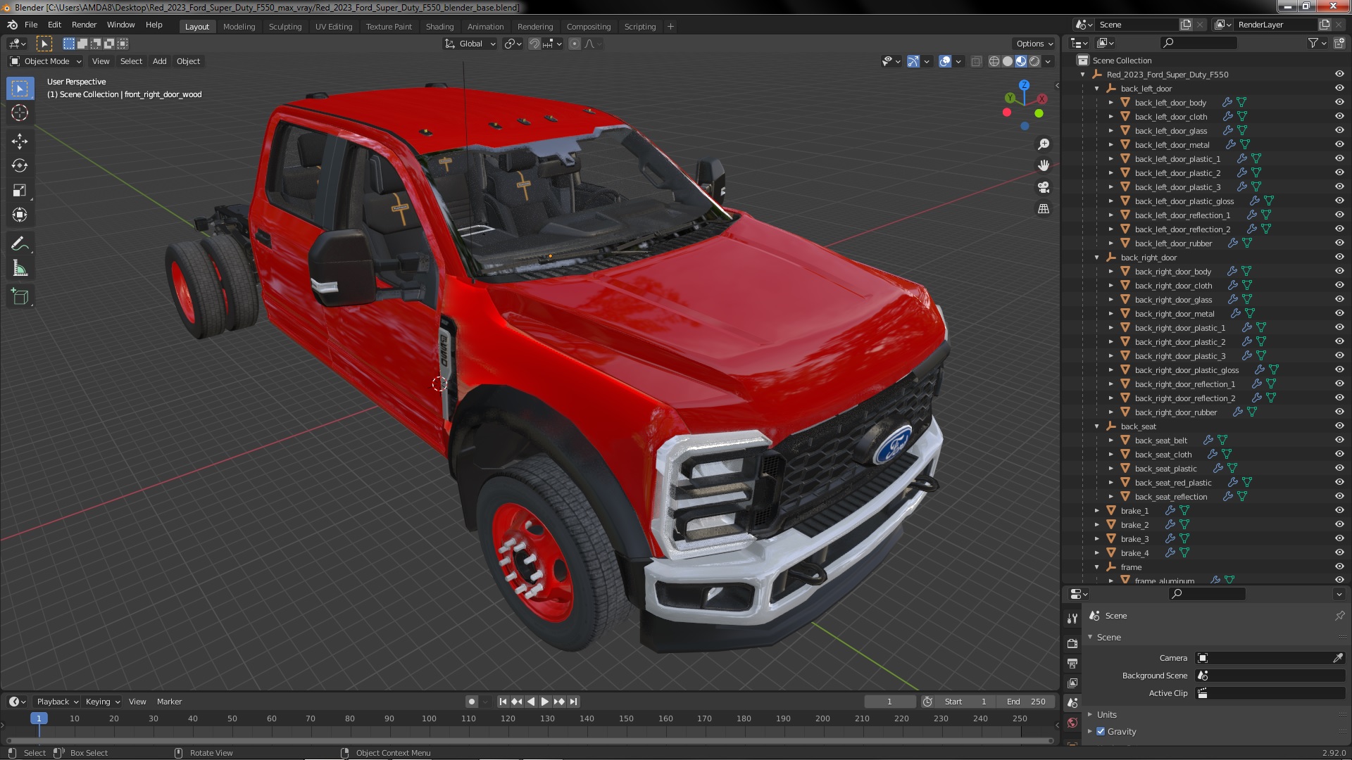 Red 2023 Ford Super Duty F550 3D model