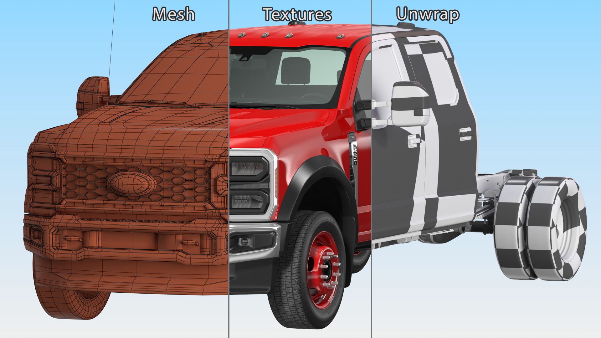 Red 2023 Ford Super Duty F550 3D model