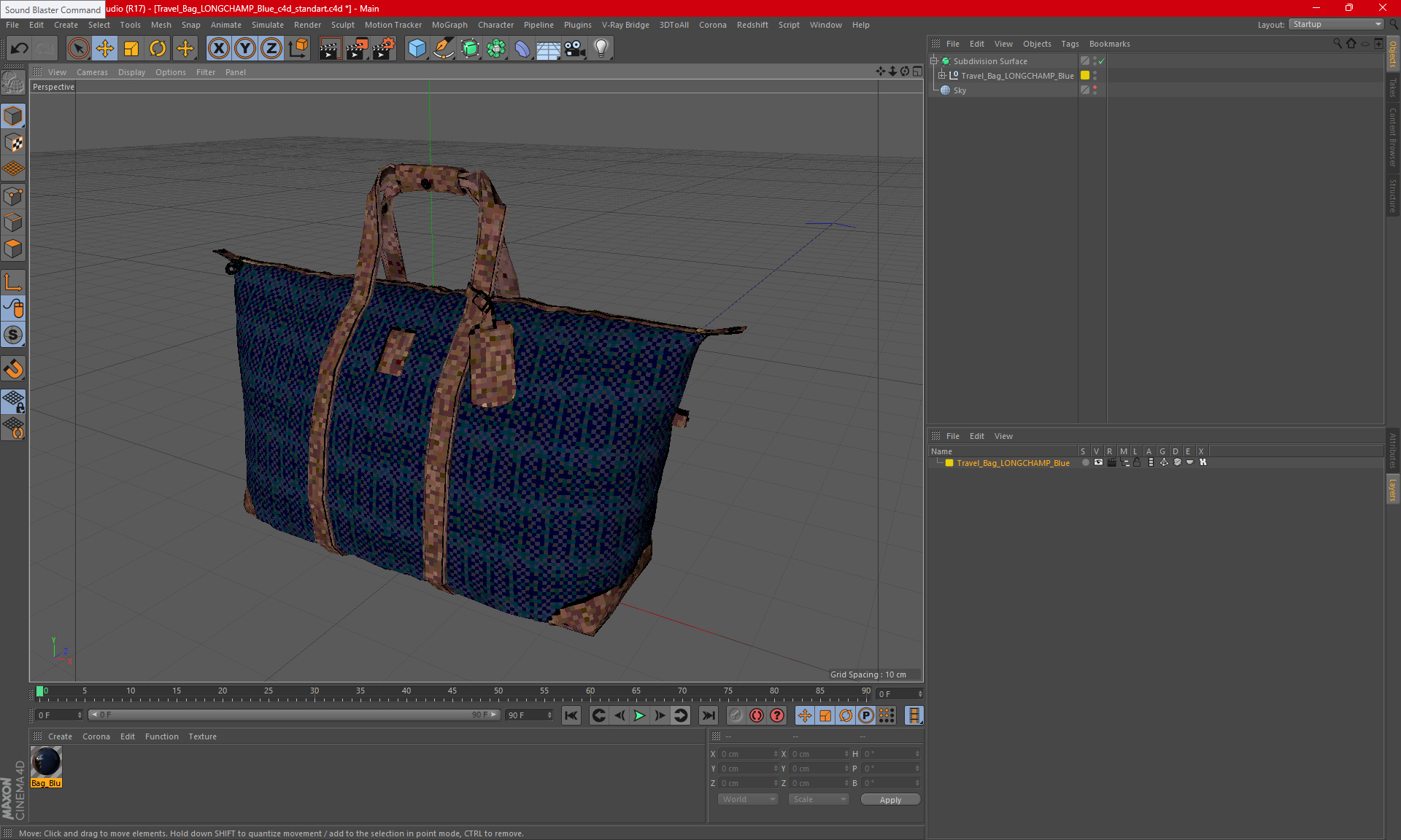 3D model Travel Bag LONGCHAMP Blue