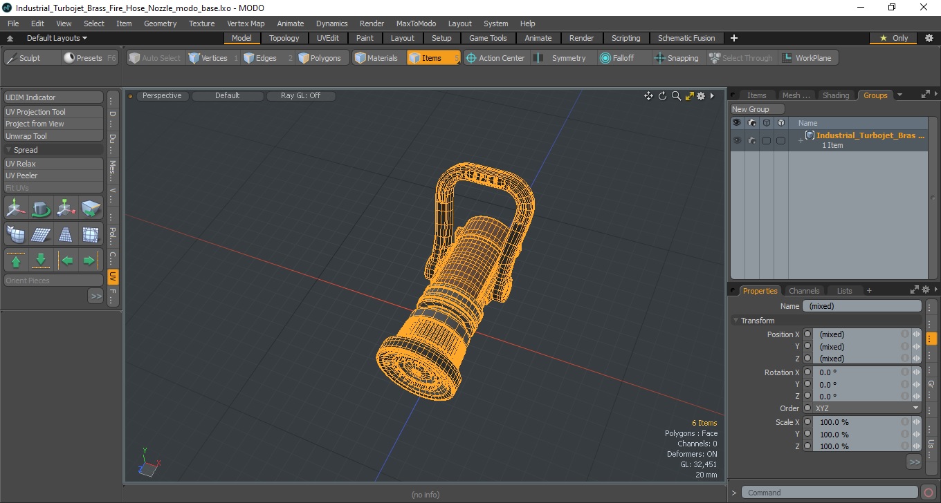 Industrial Turbojet Brass Fire Hose Nozzle 3D