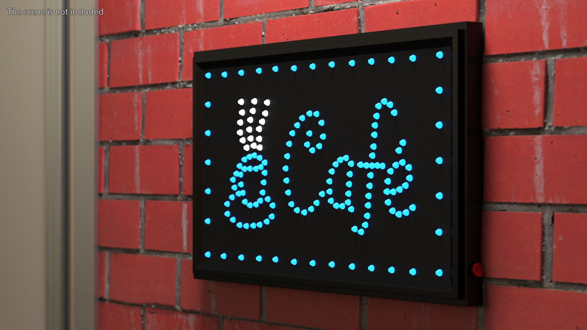 Cafe Sign Bright Blue LED Light ON 3D model