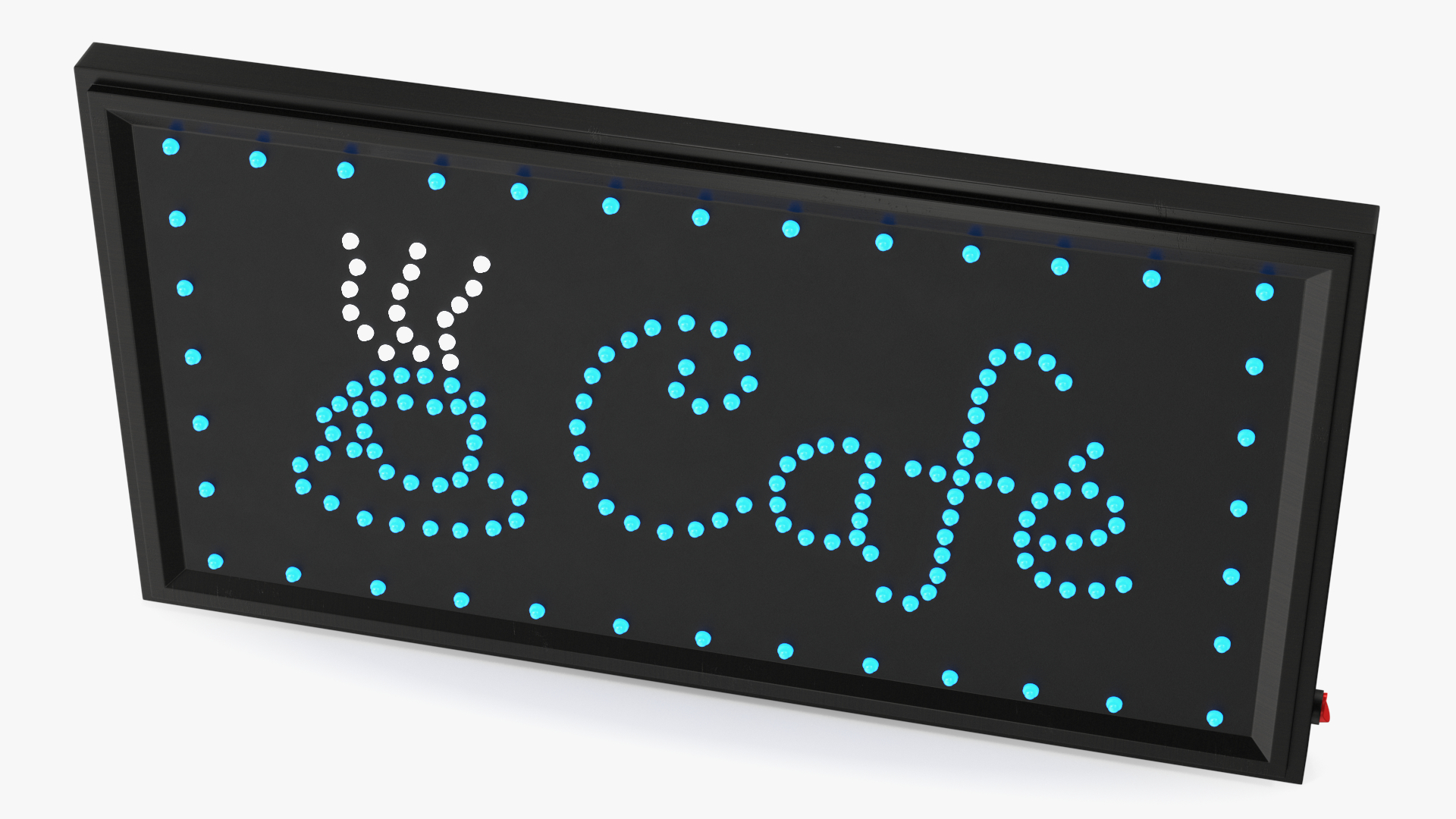 Cafe Sign Bright Blue LED Light ON 3D model