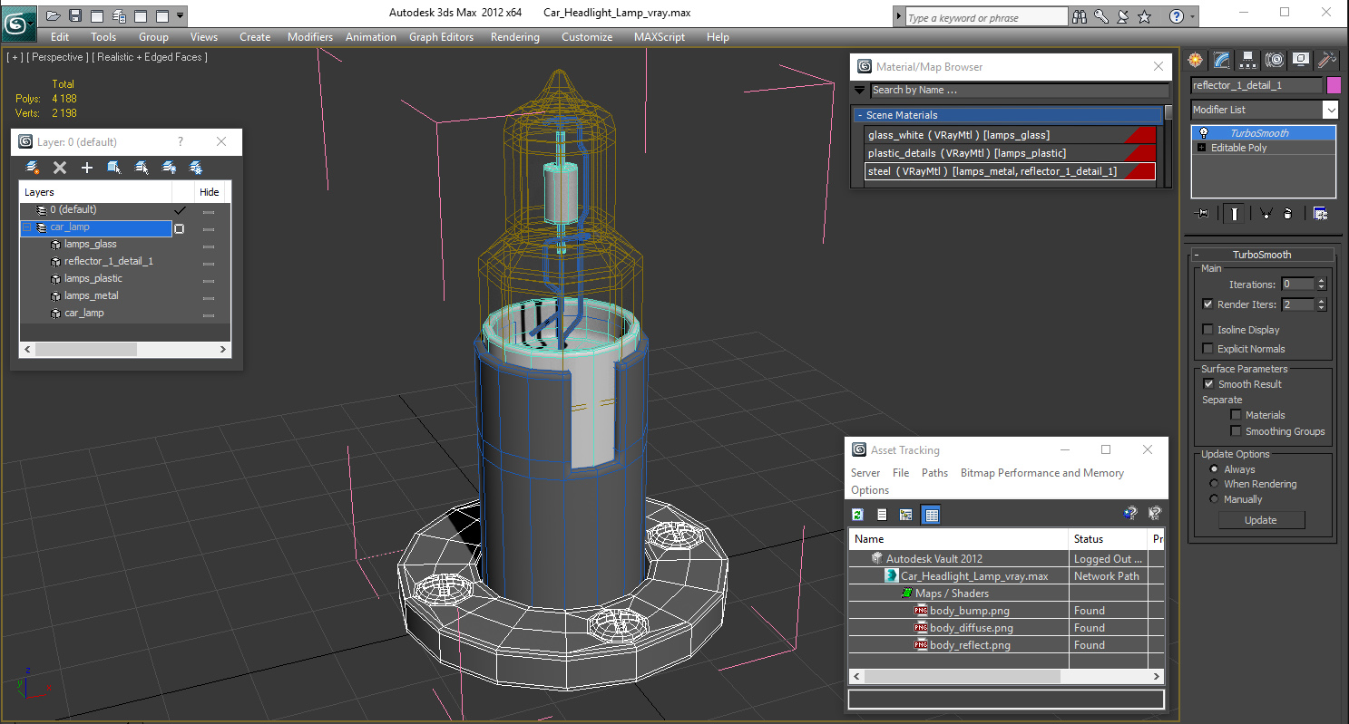 3D Car Headlight Lamp model