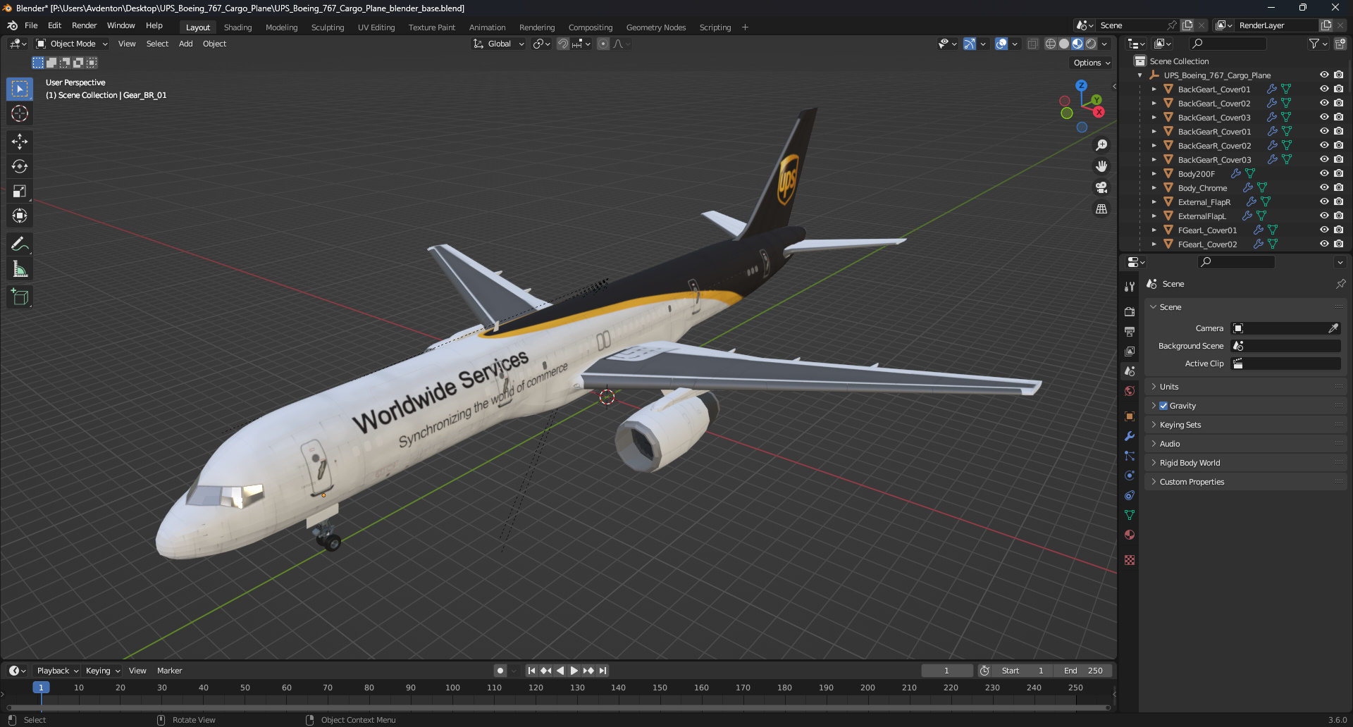 3D UPS Boeing 767 Cargo Plane