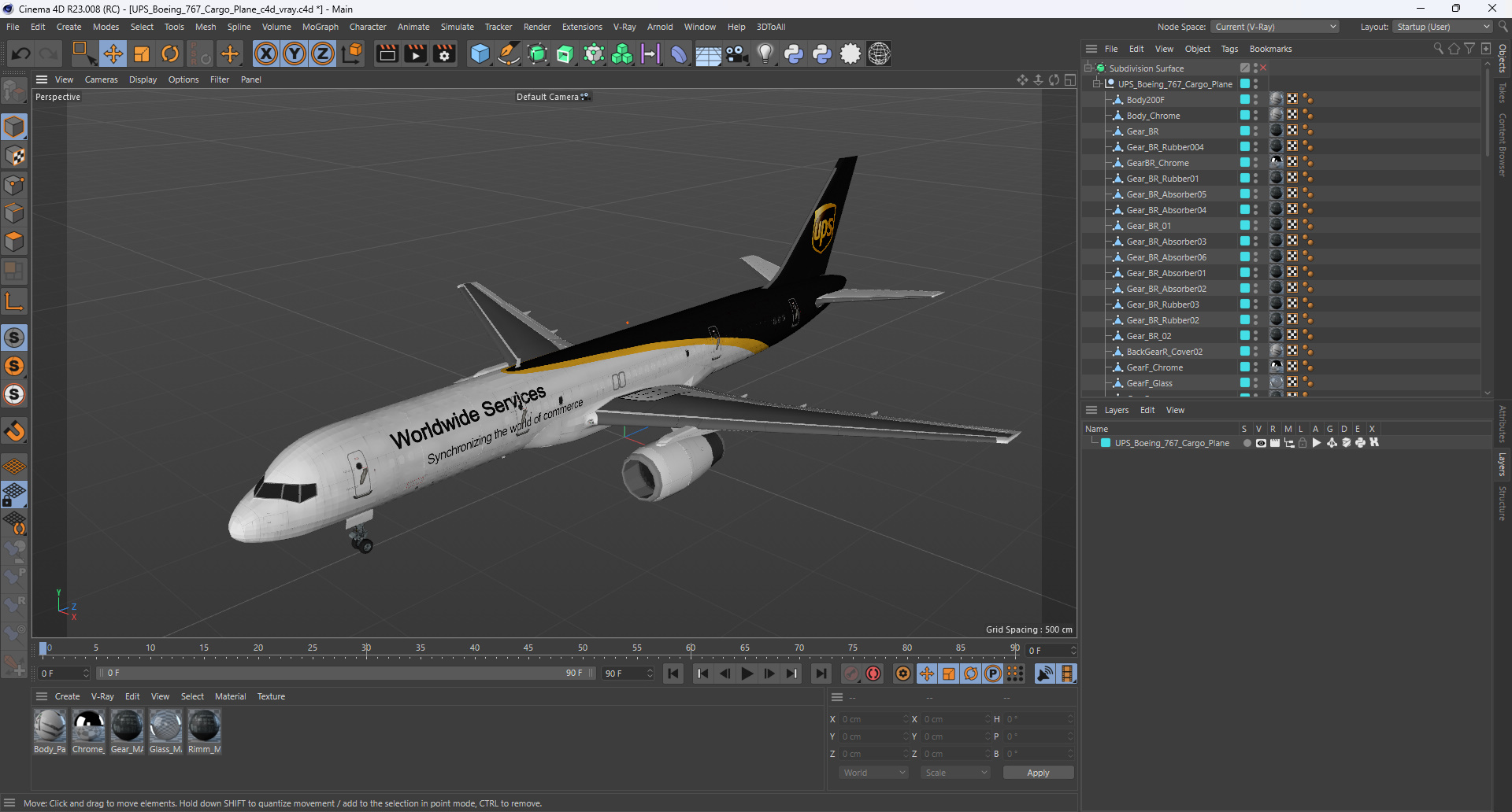 3D UPS Boeing 767 Cargo Plane