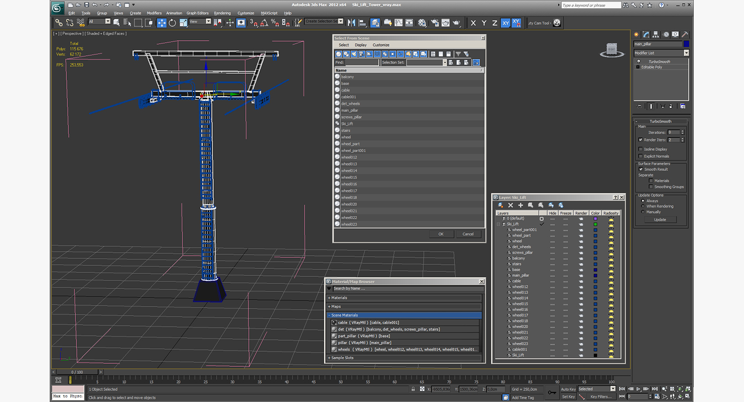 Ski Lift Tower 3D model