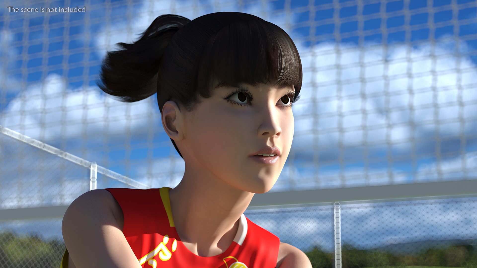 Young Chinese Woman Volleyball Player Rigged 3D model