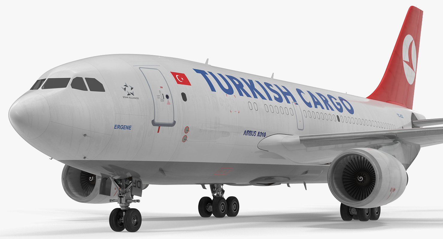 Airbus A310 300F Cargo Aircraft Turkish Cargo Rigged 3D