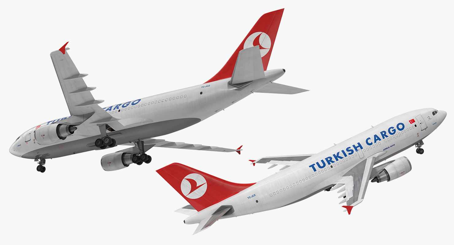 Airbus A310 300F Cargo Aircraft Turkish Cargo Rigged 3D