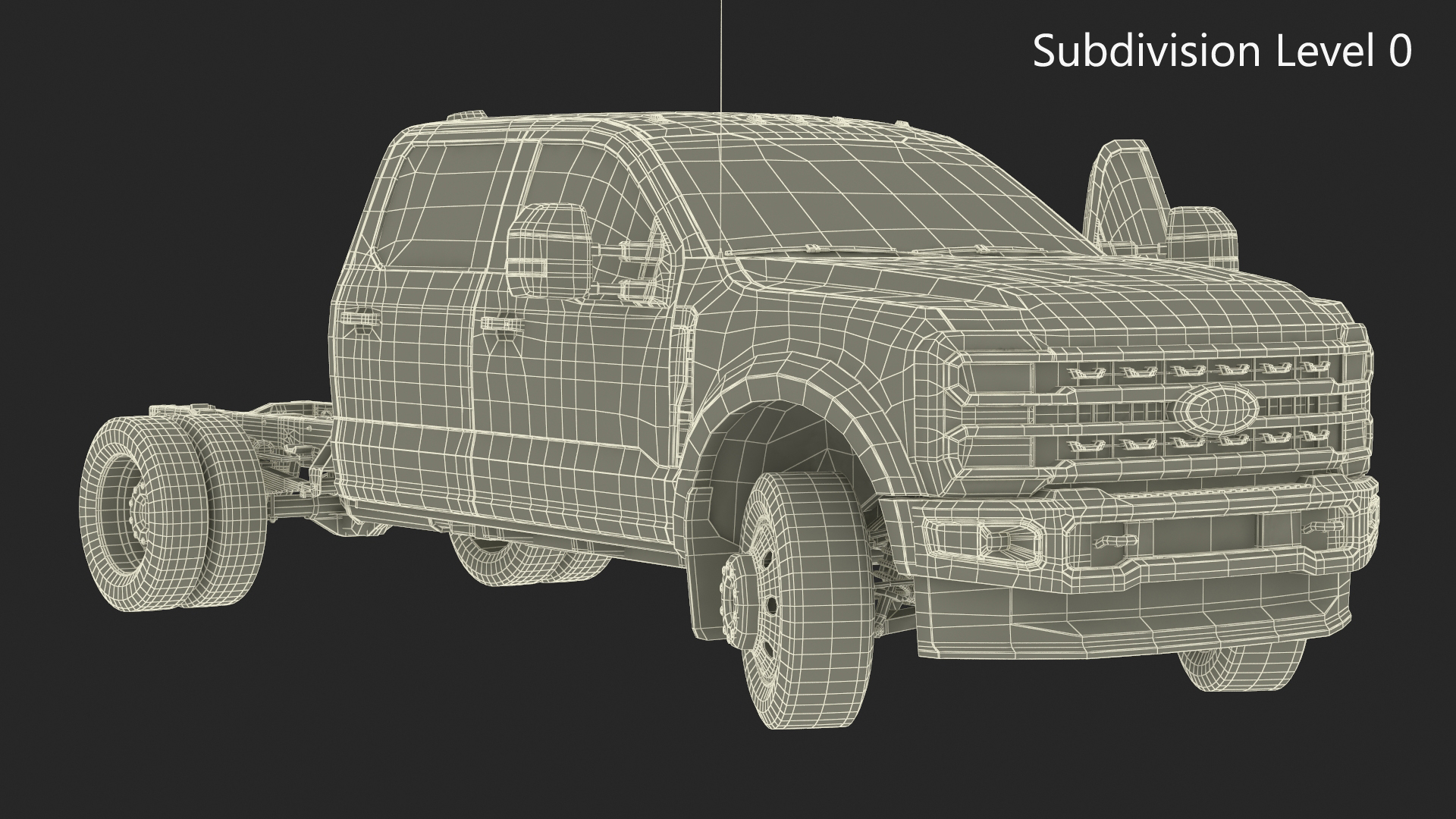 Ford Super Duty F-550 2023 Bare Chassis White Rigged 3D