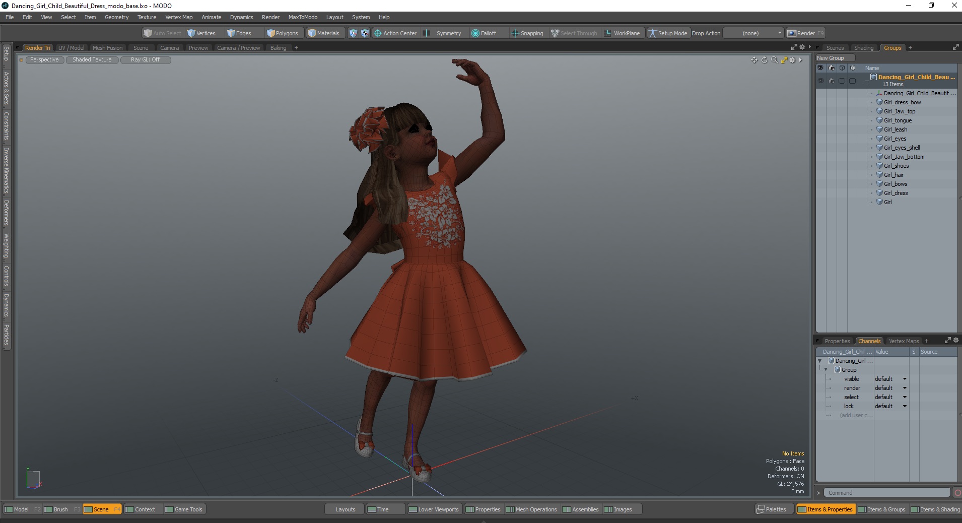 Dancing Girl Child Beautiful Dress 3D model