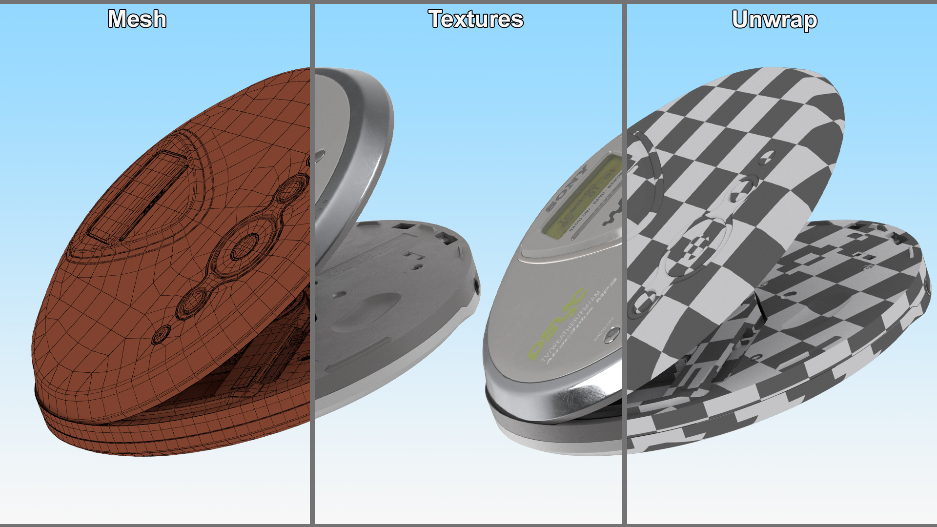 3D model Sony Portable Disc Player Open