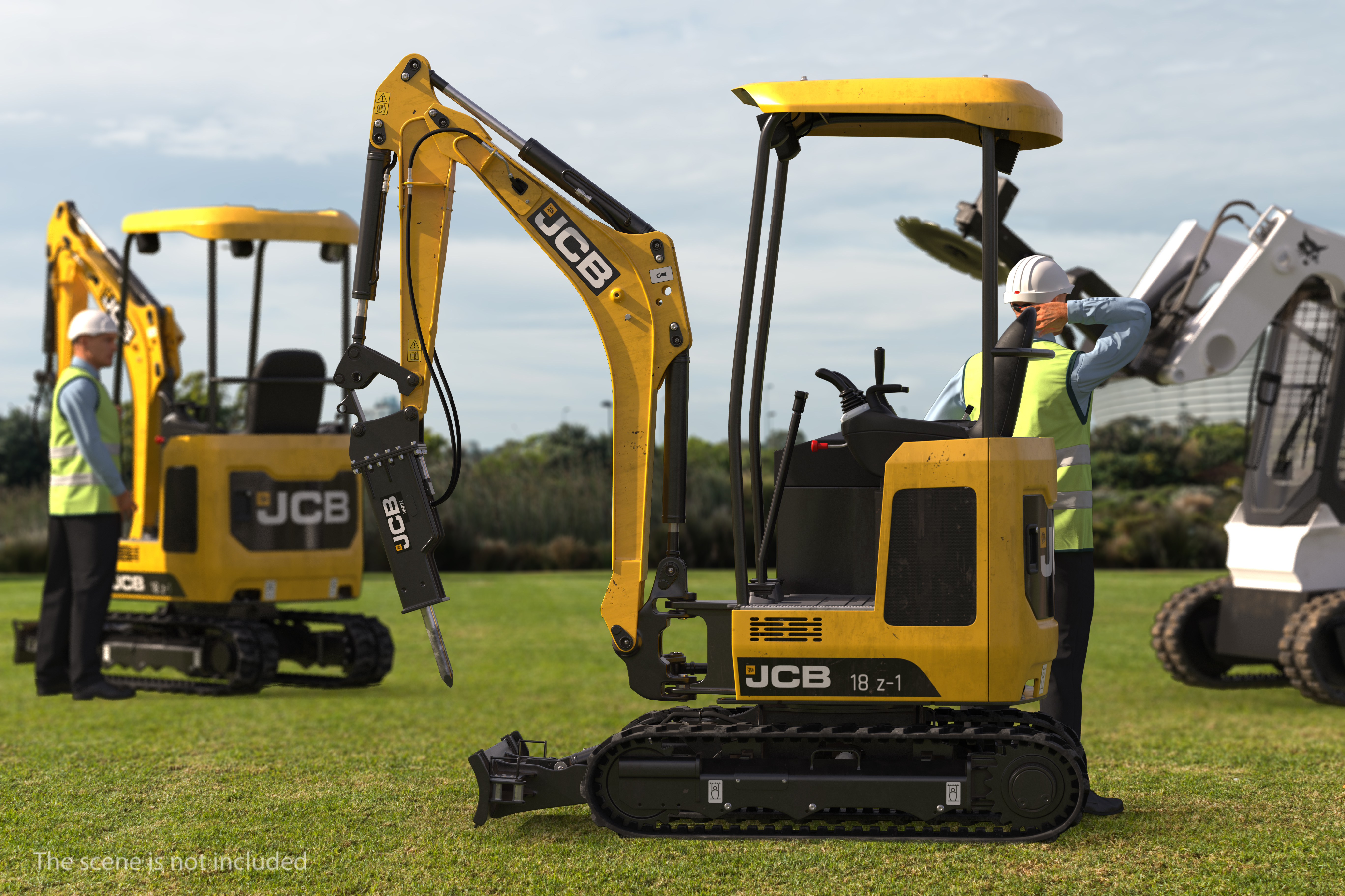 JCB Mini Excavator with Breaker Dirty 3D