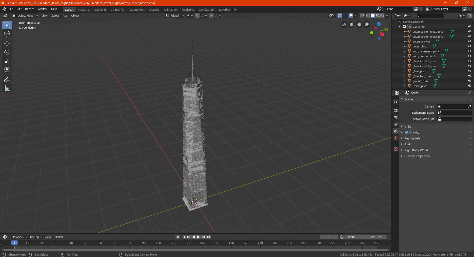 Freedom Tower Night Glow 3D model