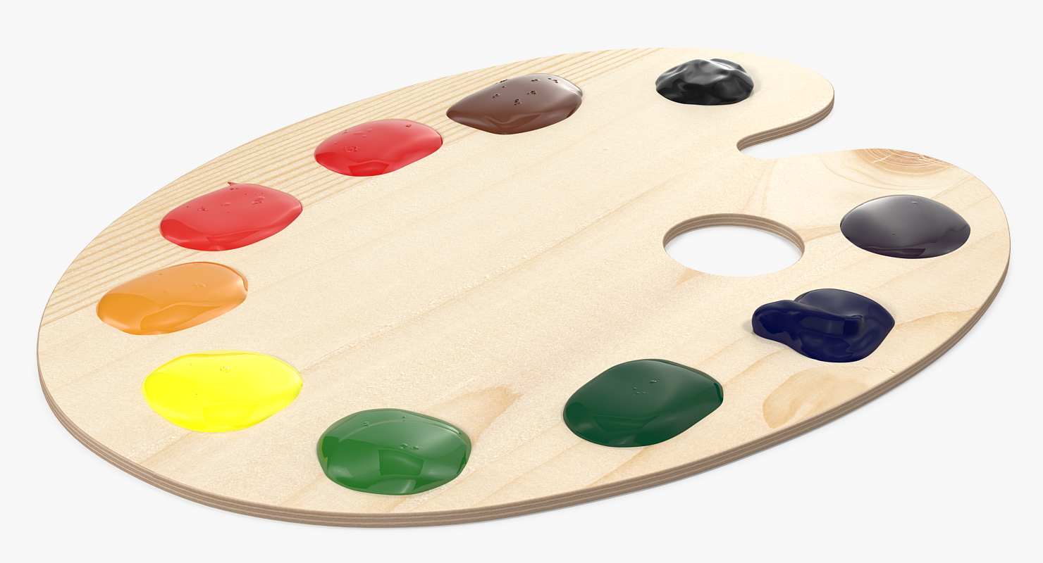 3D Wooden Palette With Color Paint