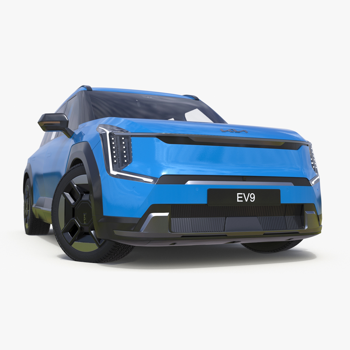 KIA EV9 SUV Ocean Blue Rigged 3D model