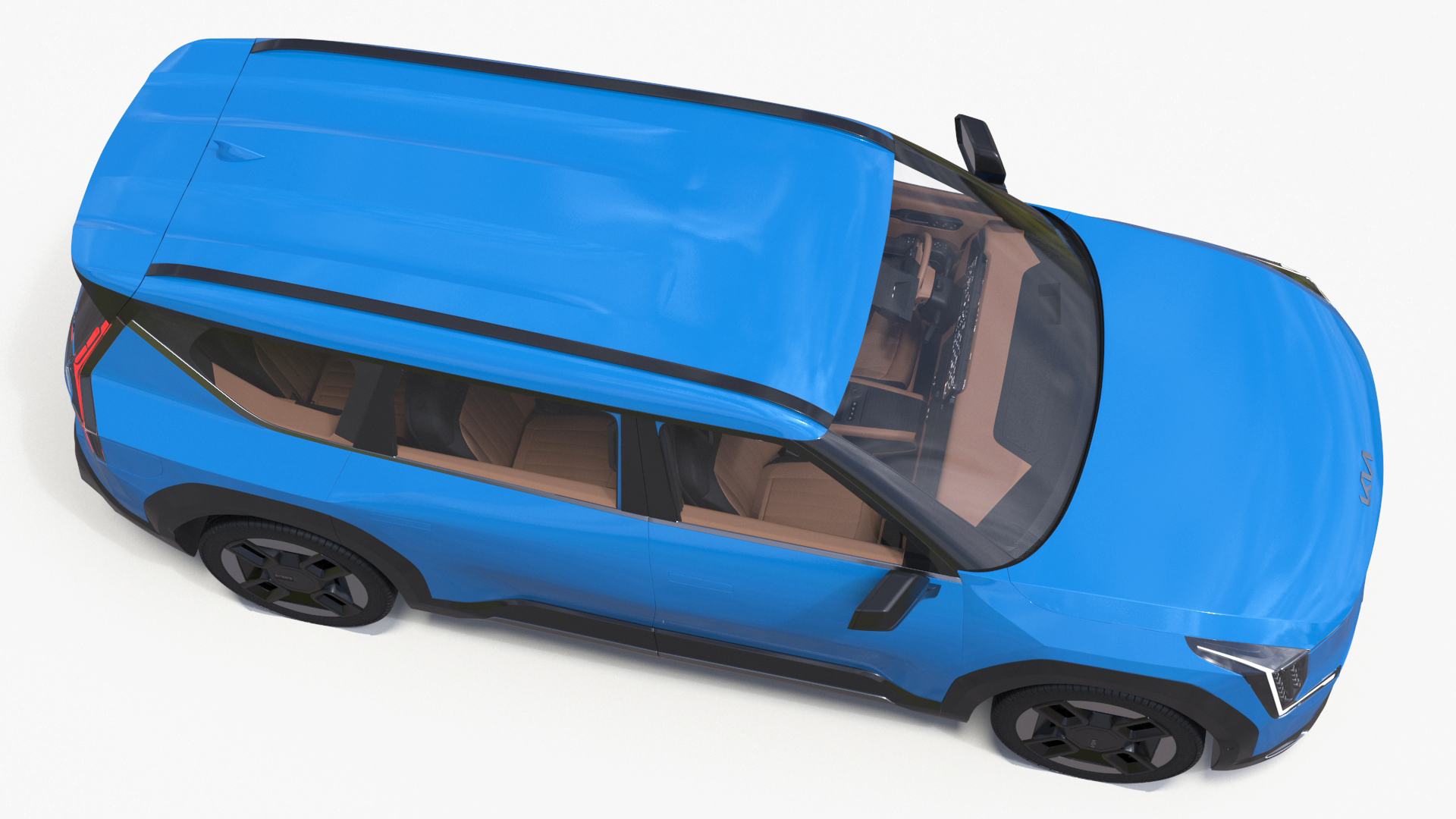 KIA EV9 SUV Ocean Blue Rigged 3D model