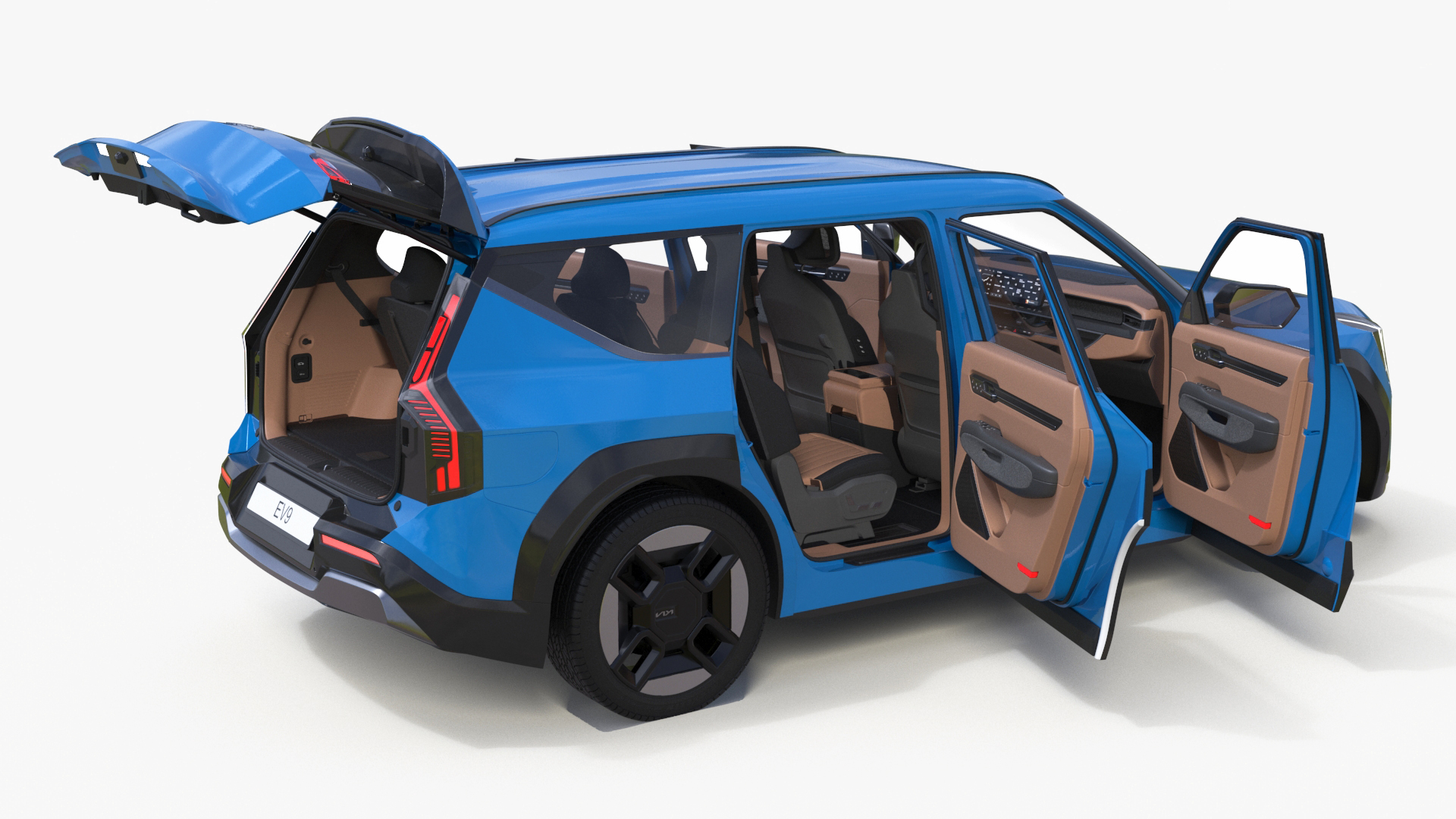 KIA EV9 SUV Ocean Blue Rigged 3D model