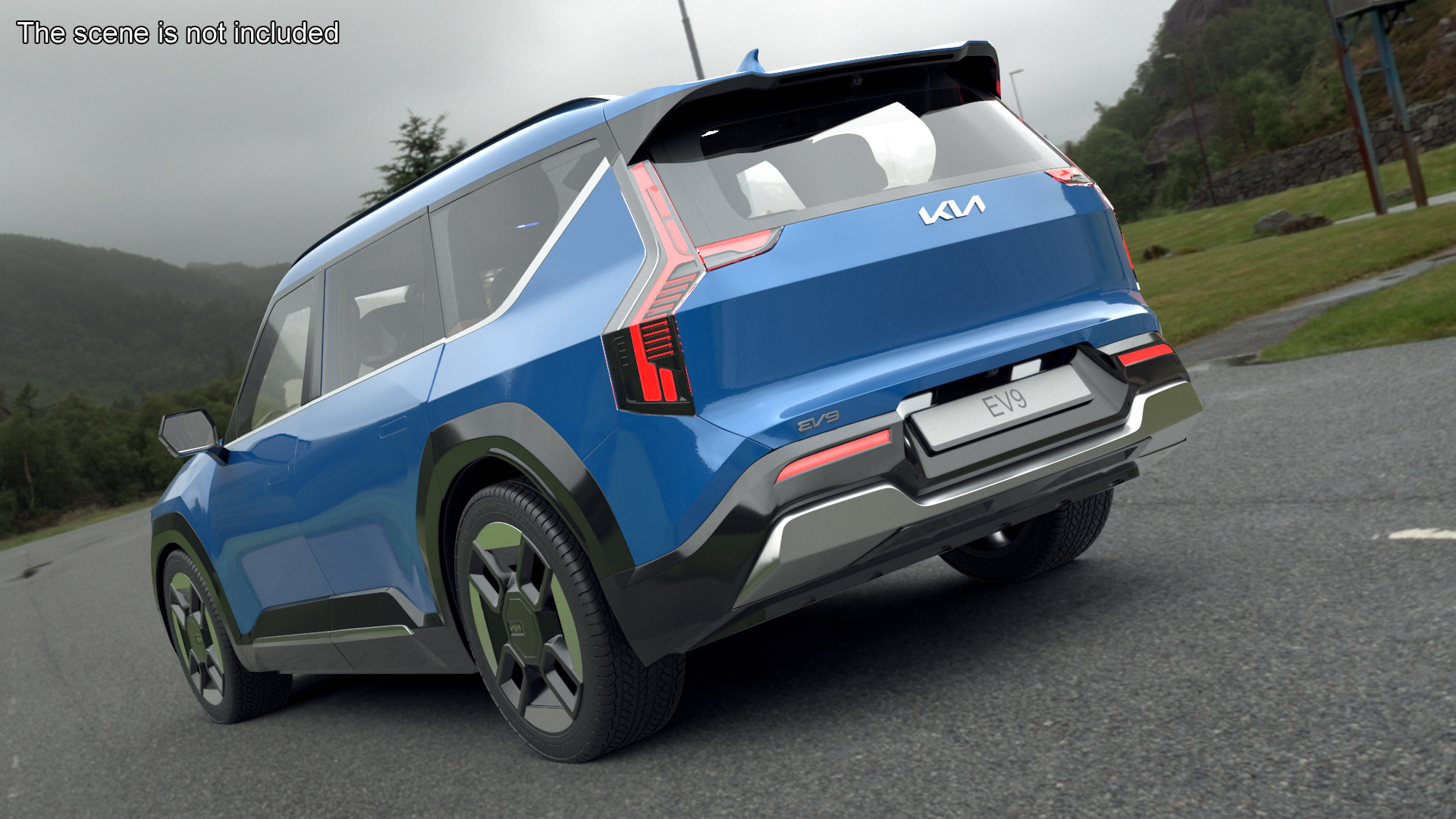 KIA EV9 SUV Ocean Blue Rigged 3D model