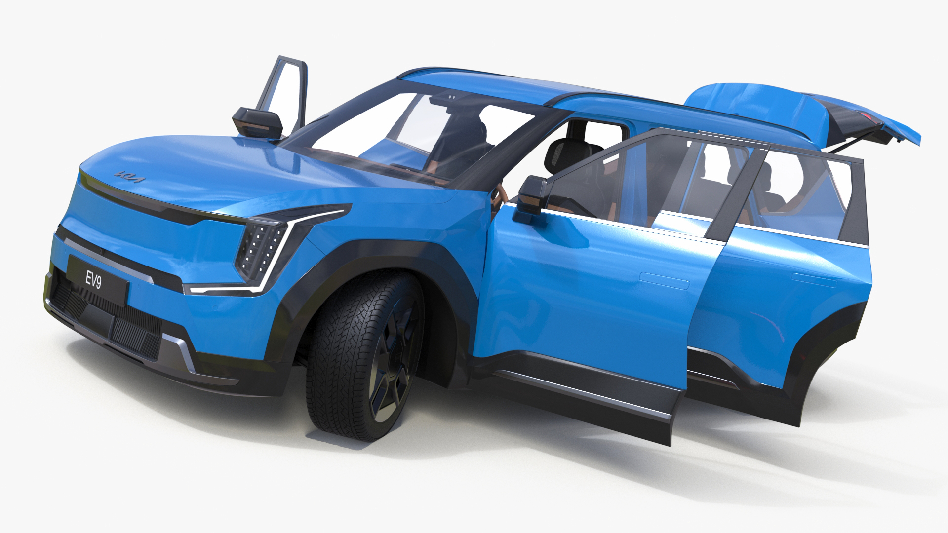 KIA EV9 SUV Ocean Blue Rigged 3D model