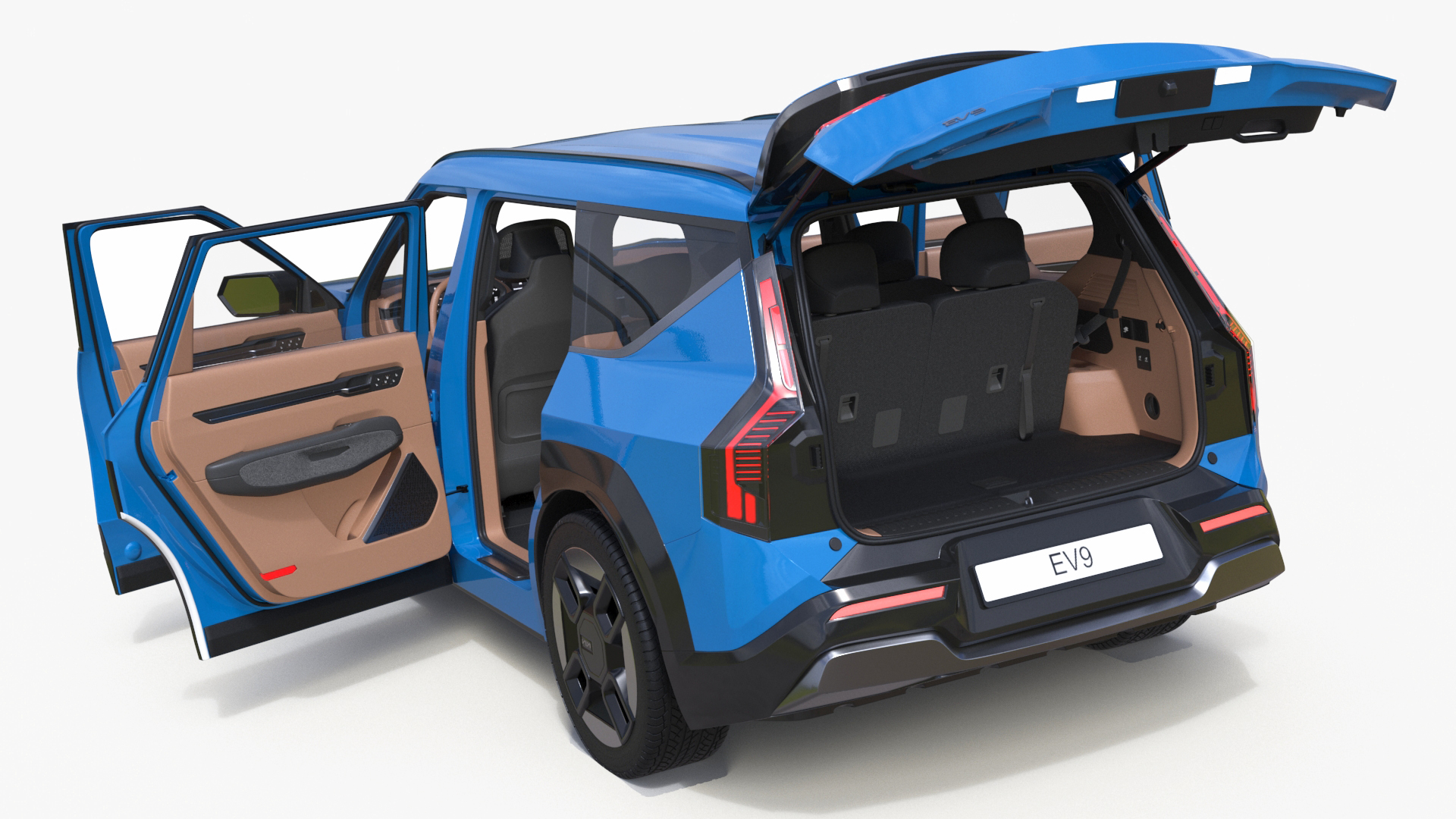 KIA EV9 SUV Ocean Blue Rigged 3D model