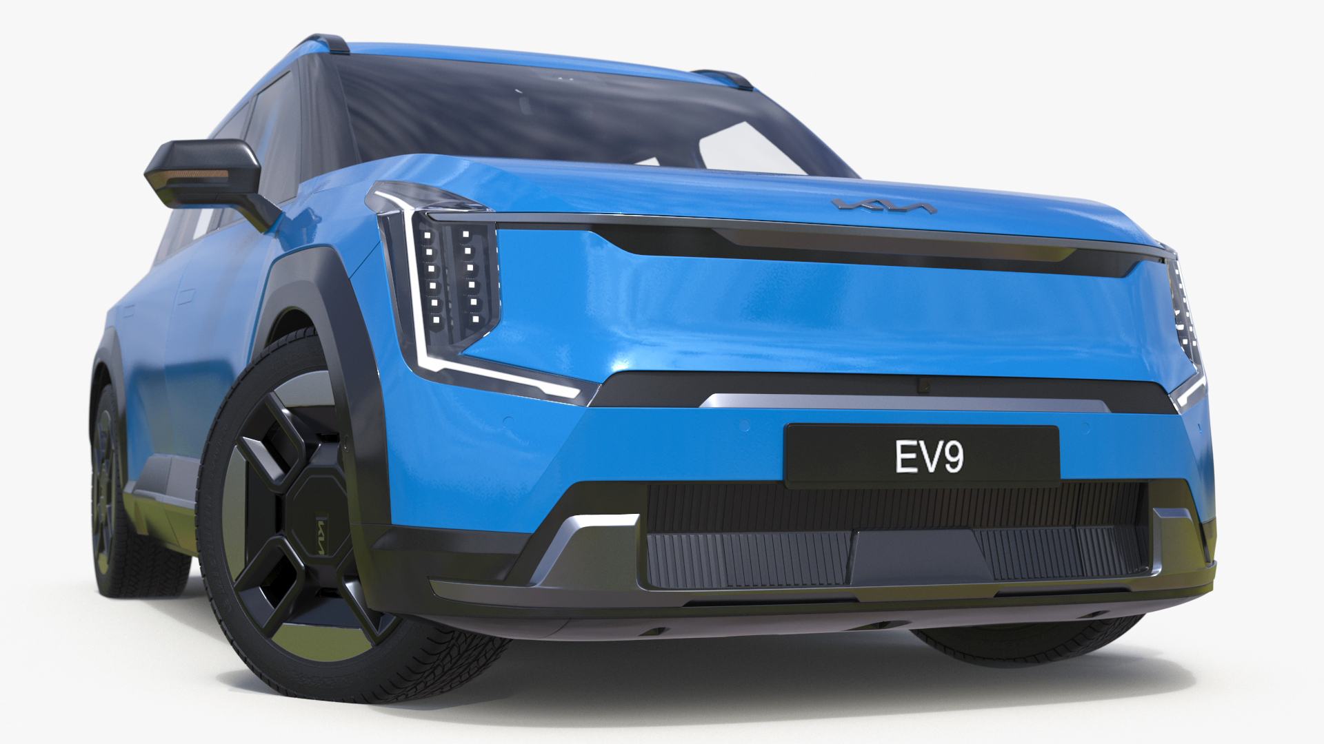 KIA EV9 SUV Ocean Blue Rigged 3D model