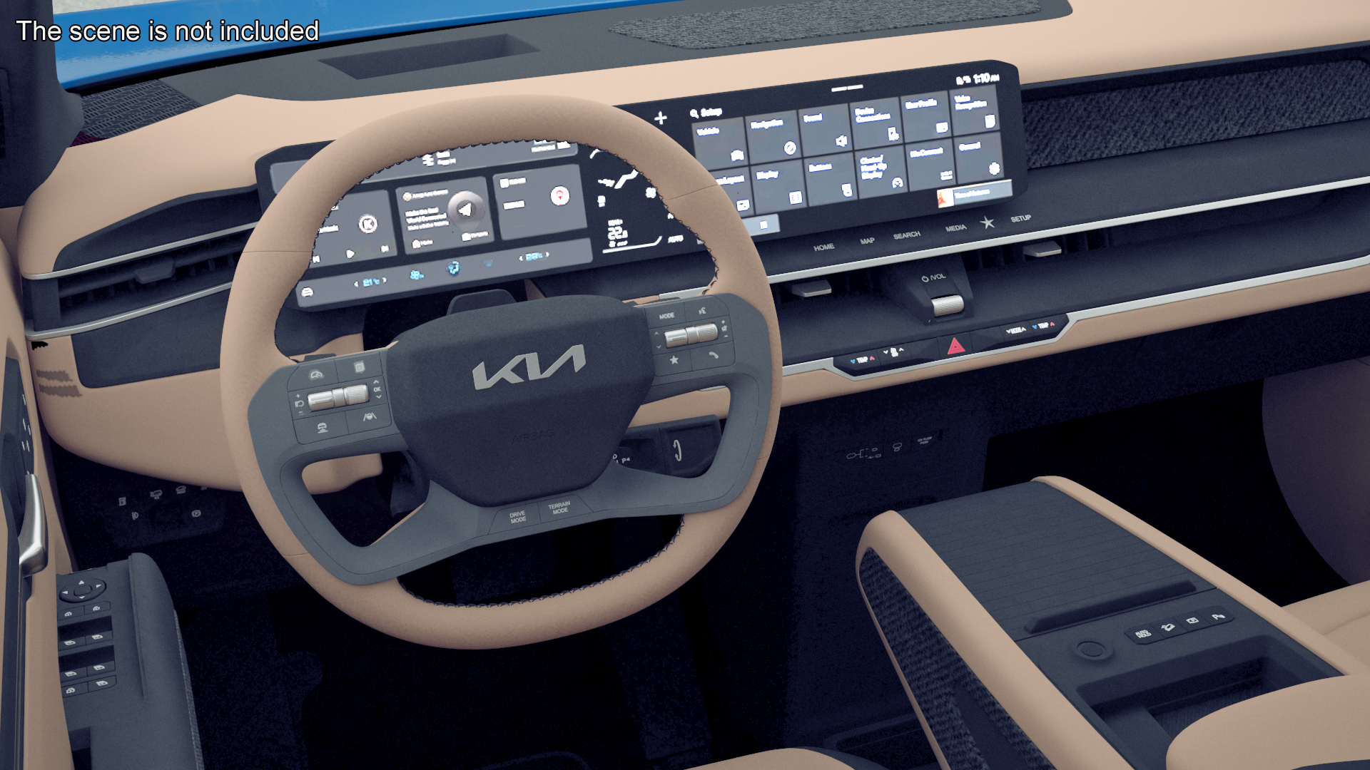 KIA EV9 SUV Ocean Blue Rigged 3D model