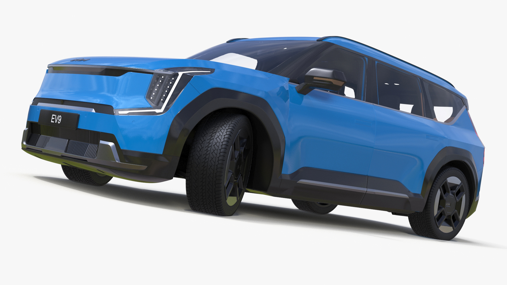 KIA EV9 SUV Ocean Blue Rigged 3D model